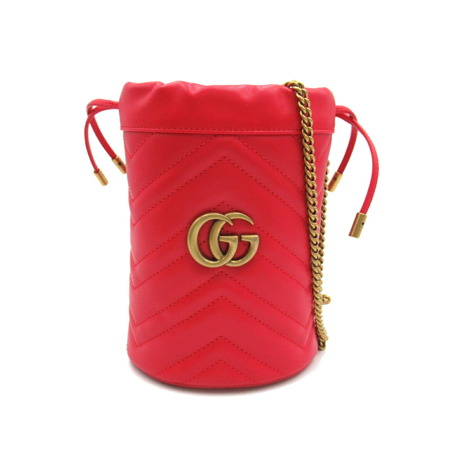 Gucci GG Marmont Mini Bucket Shoulder Bag Red