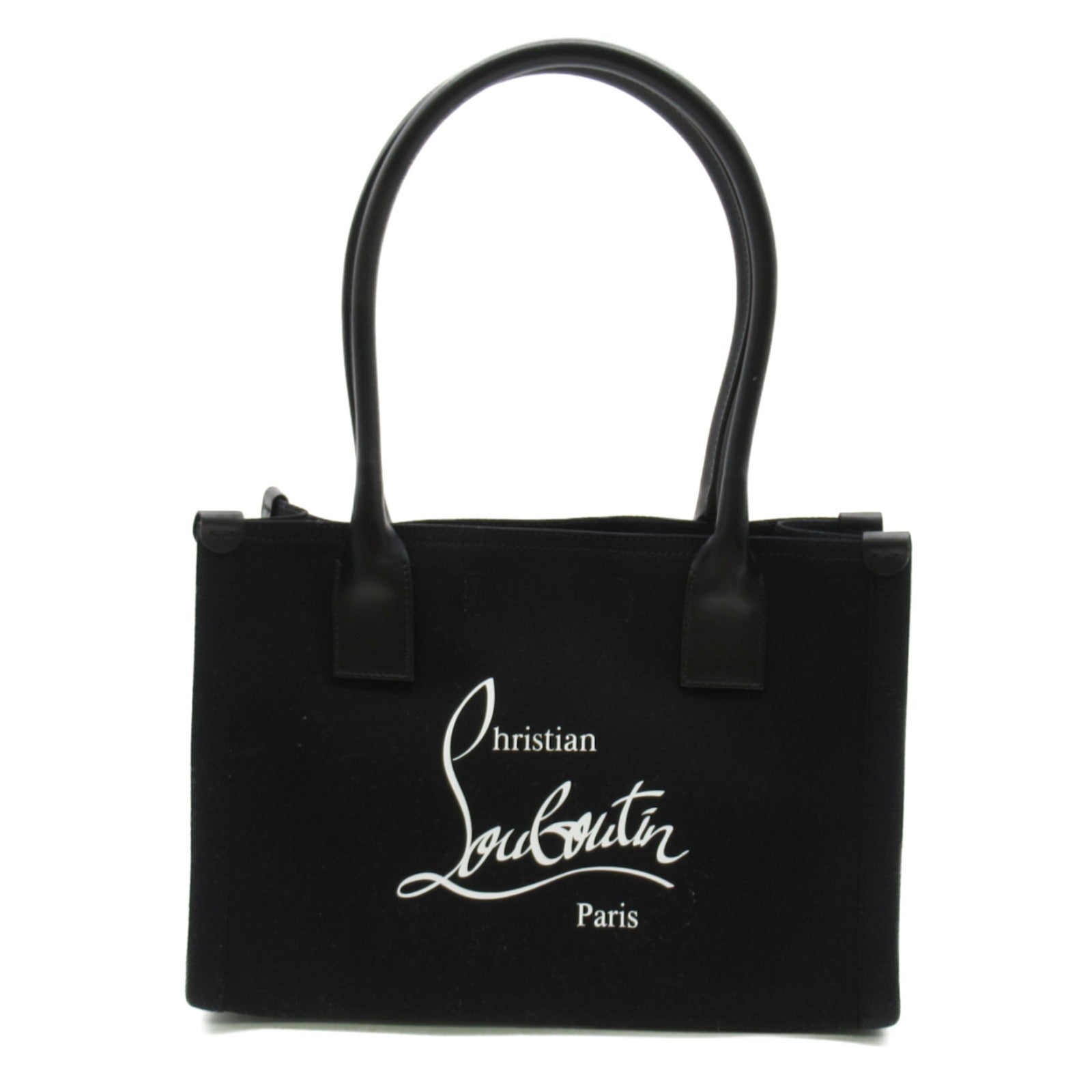 Christian Louboutin Fabric Leather Tote Bag Black