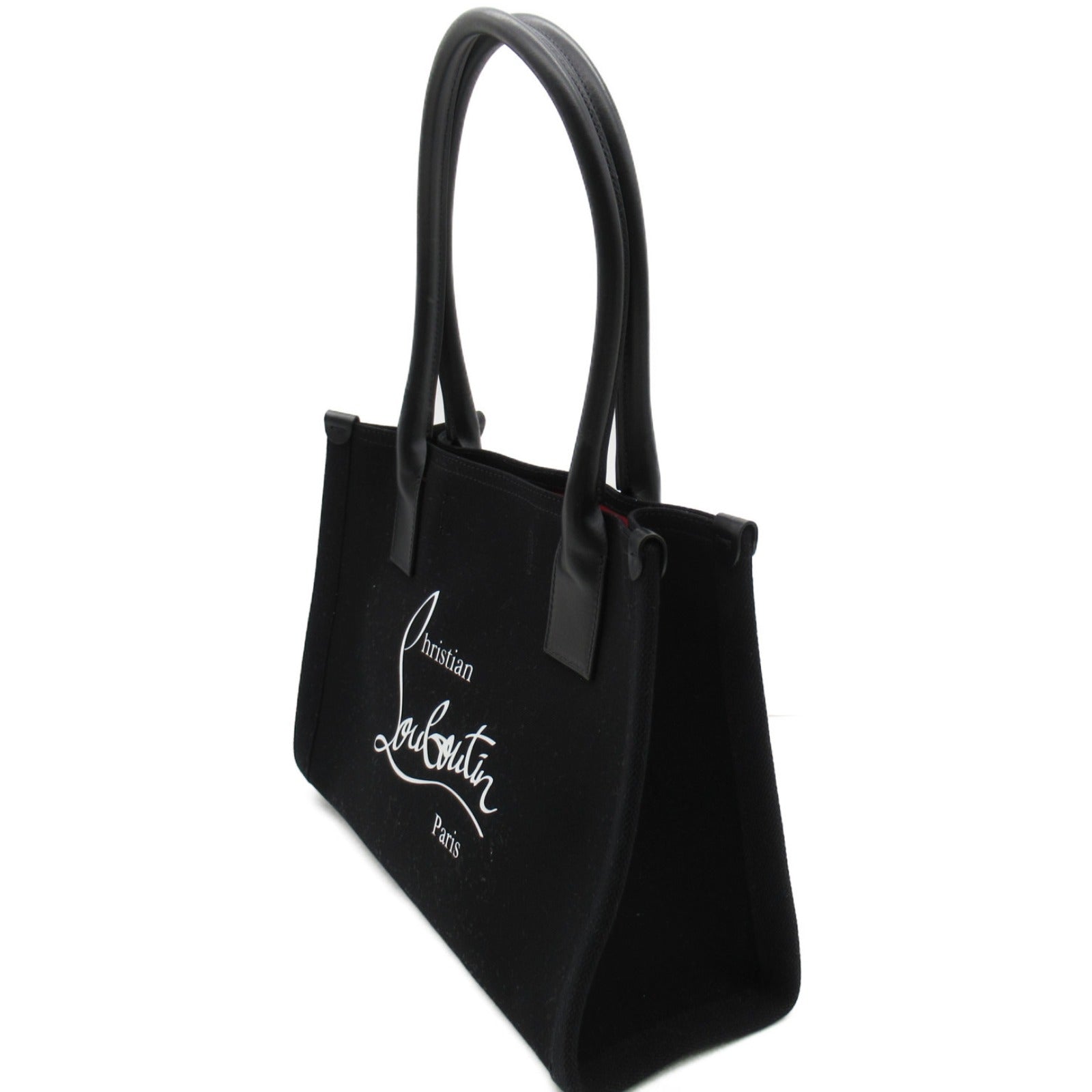 Christian Louboutin Fabric Leather Tote Bag Black