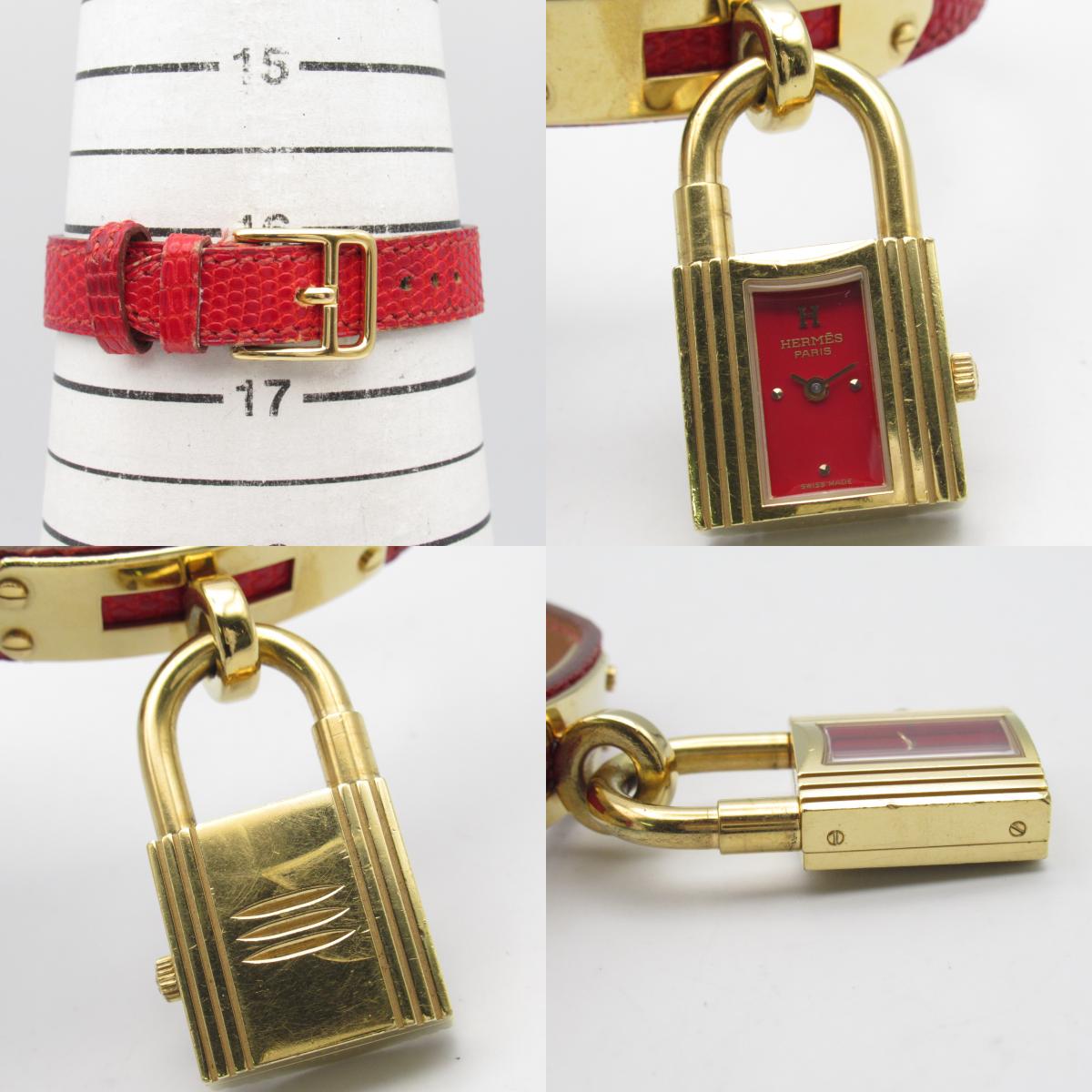 Hermes Kelly Watch Gold Plated Leather Quartz