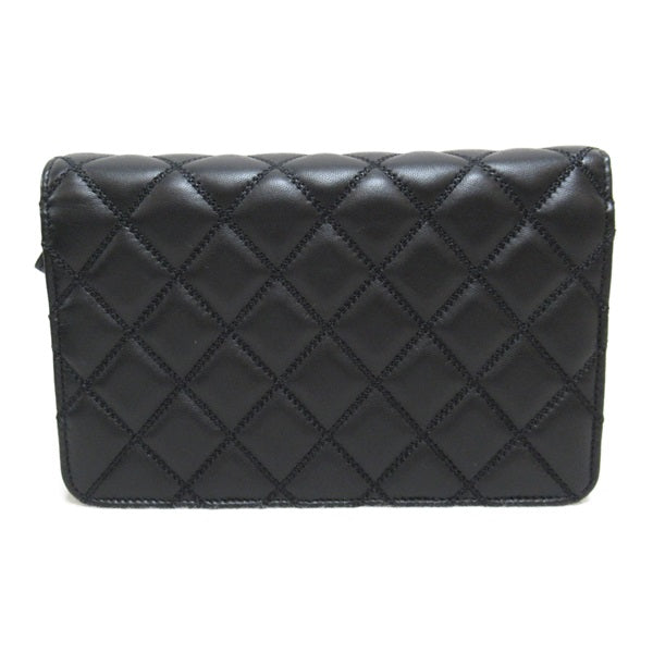 Quilted Leather Pearl Wallet on Chain
