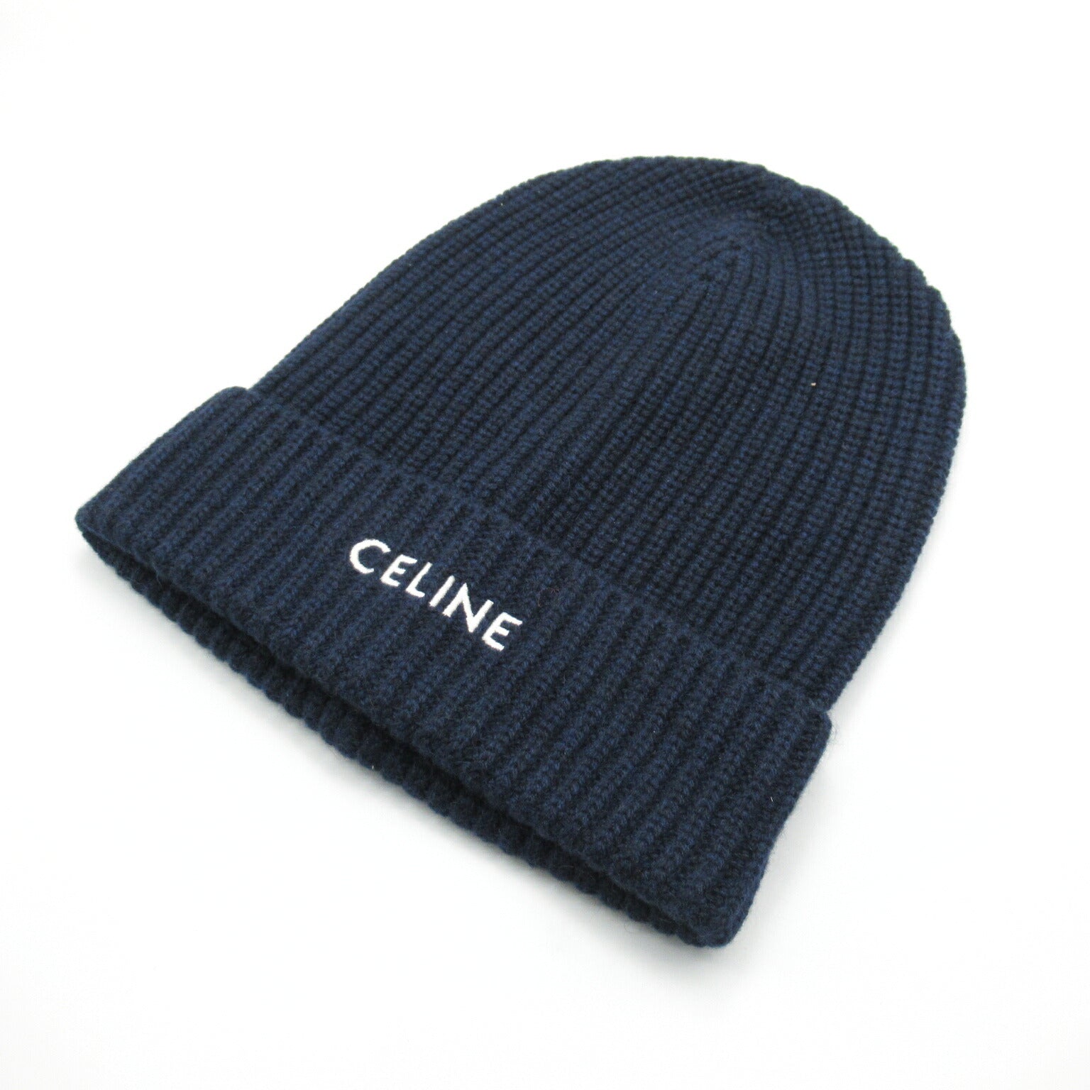 Celine Cashmere Knit Cap Hat Navy