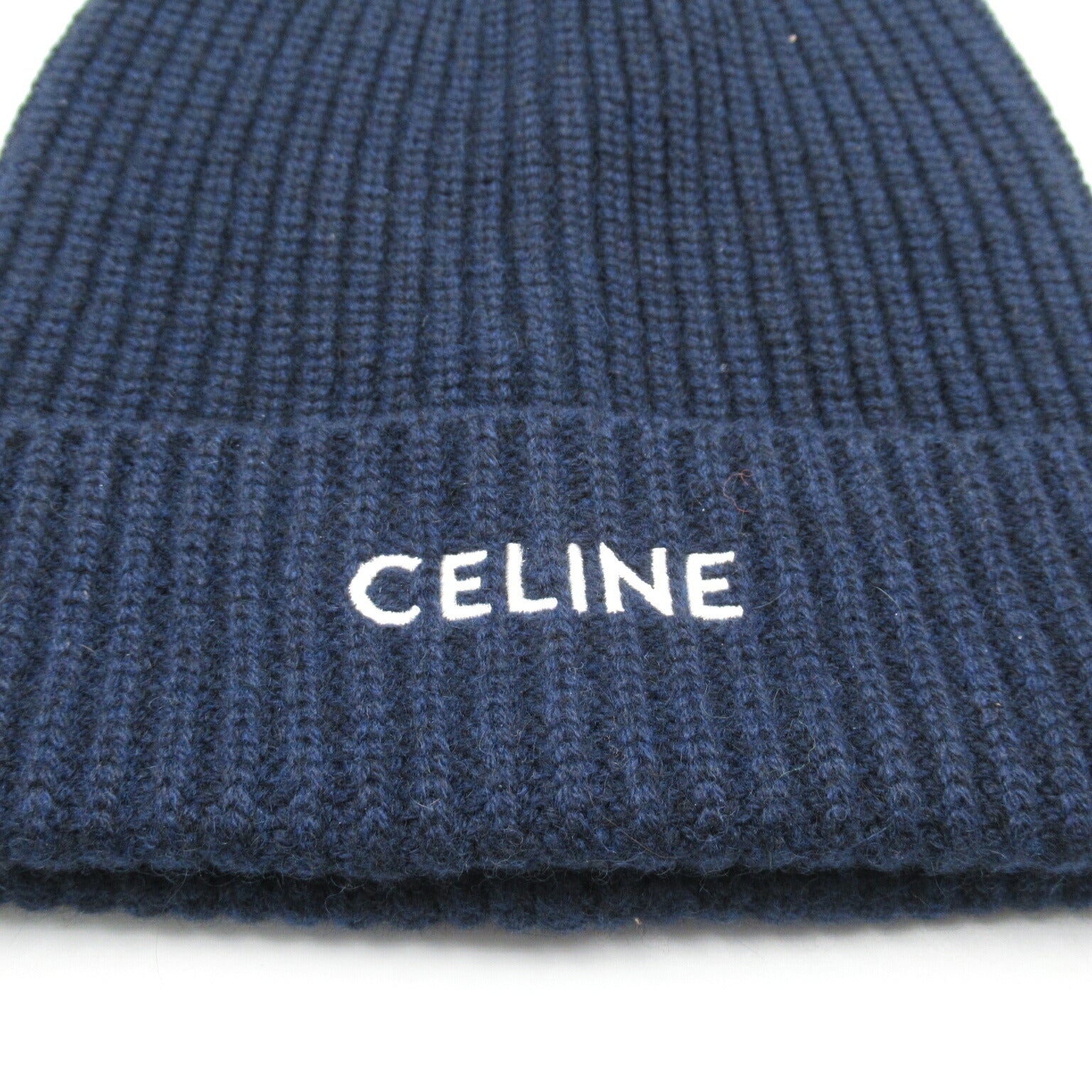 Celine Cashmere Knit Cap Hat Navy