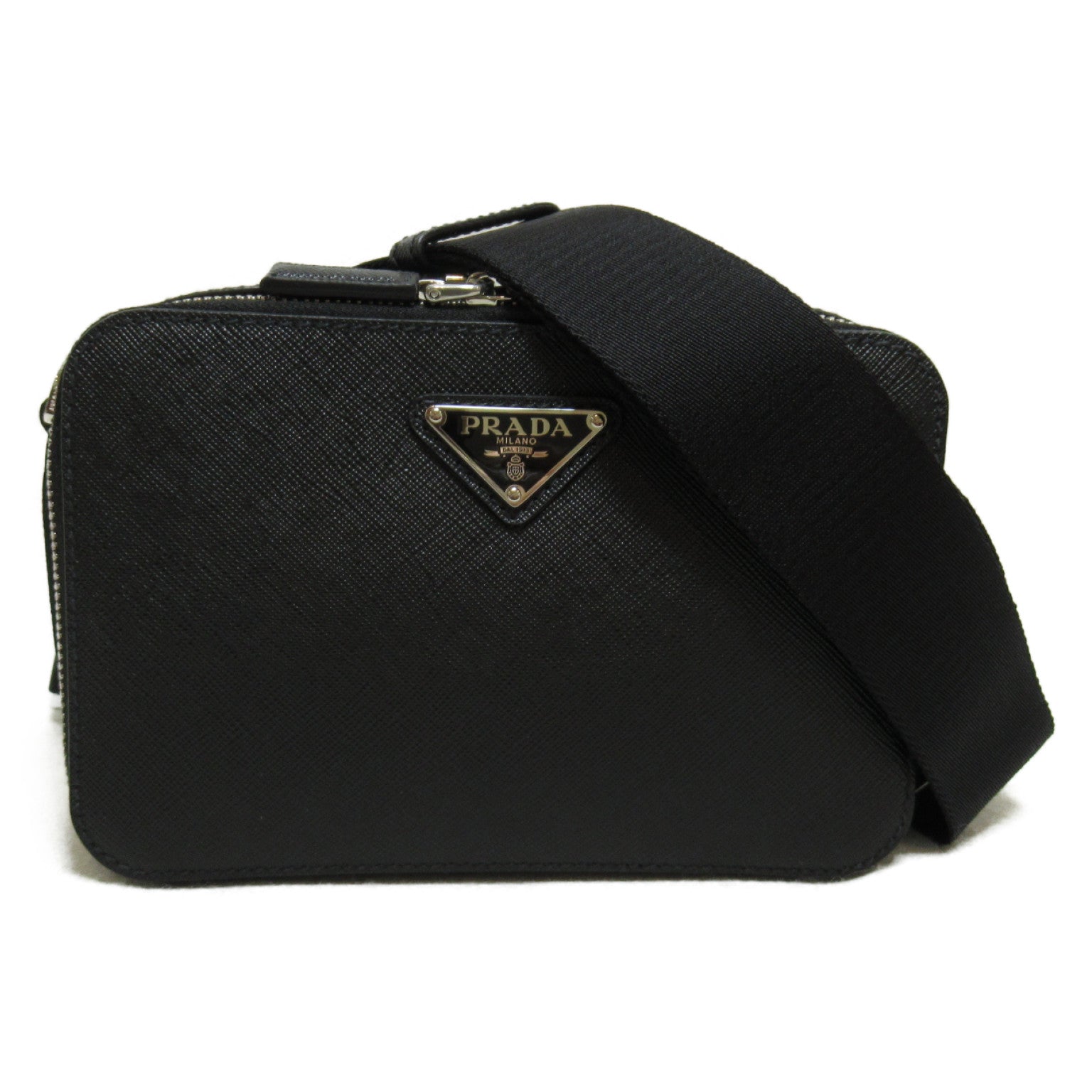 Prada Saffiano Leather Shoulder Bag Black