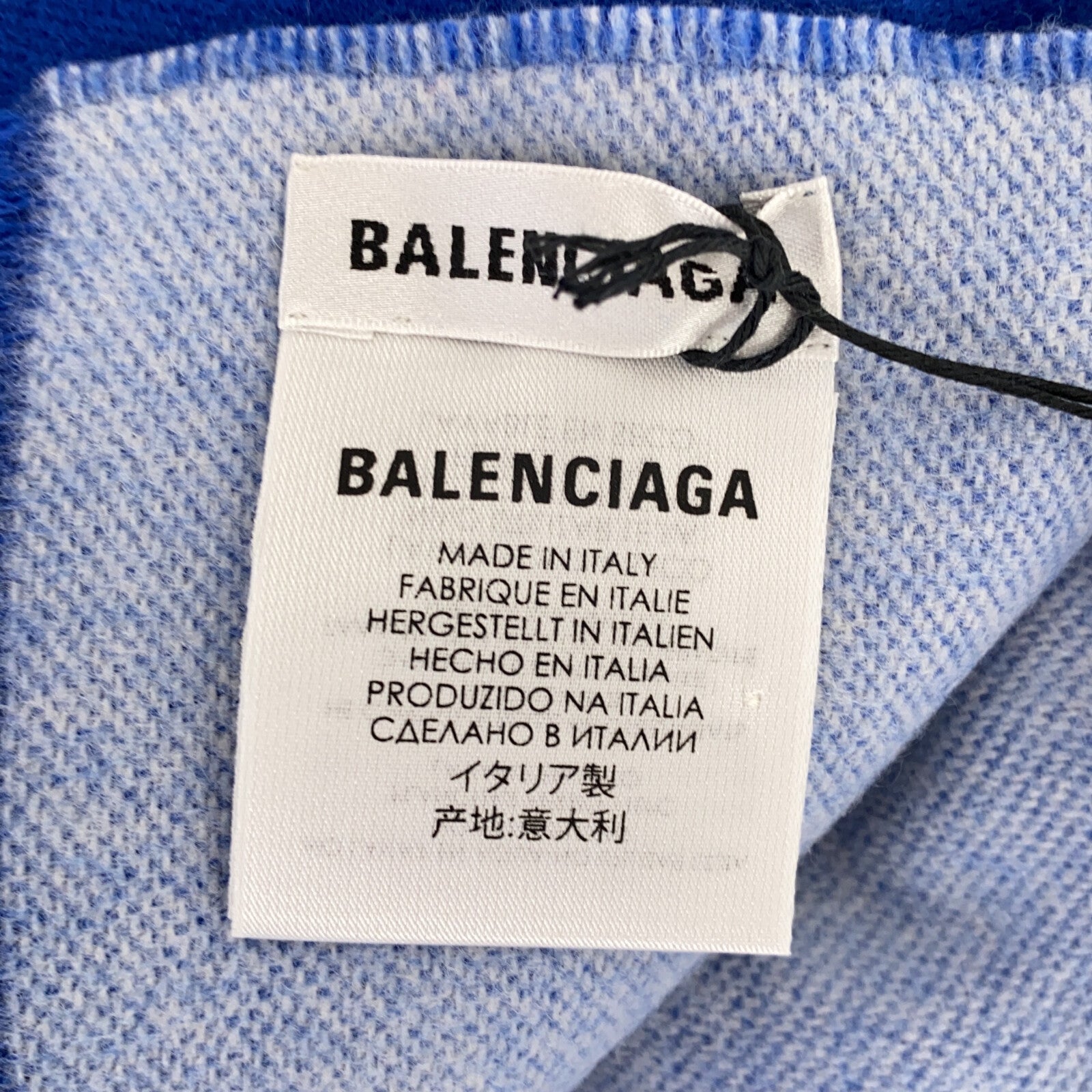 Balenciaga Wool Scarf Blue Unisex