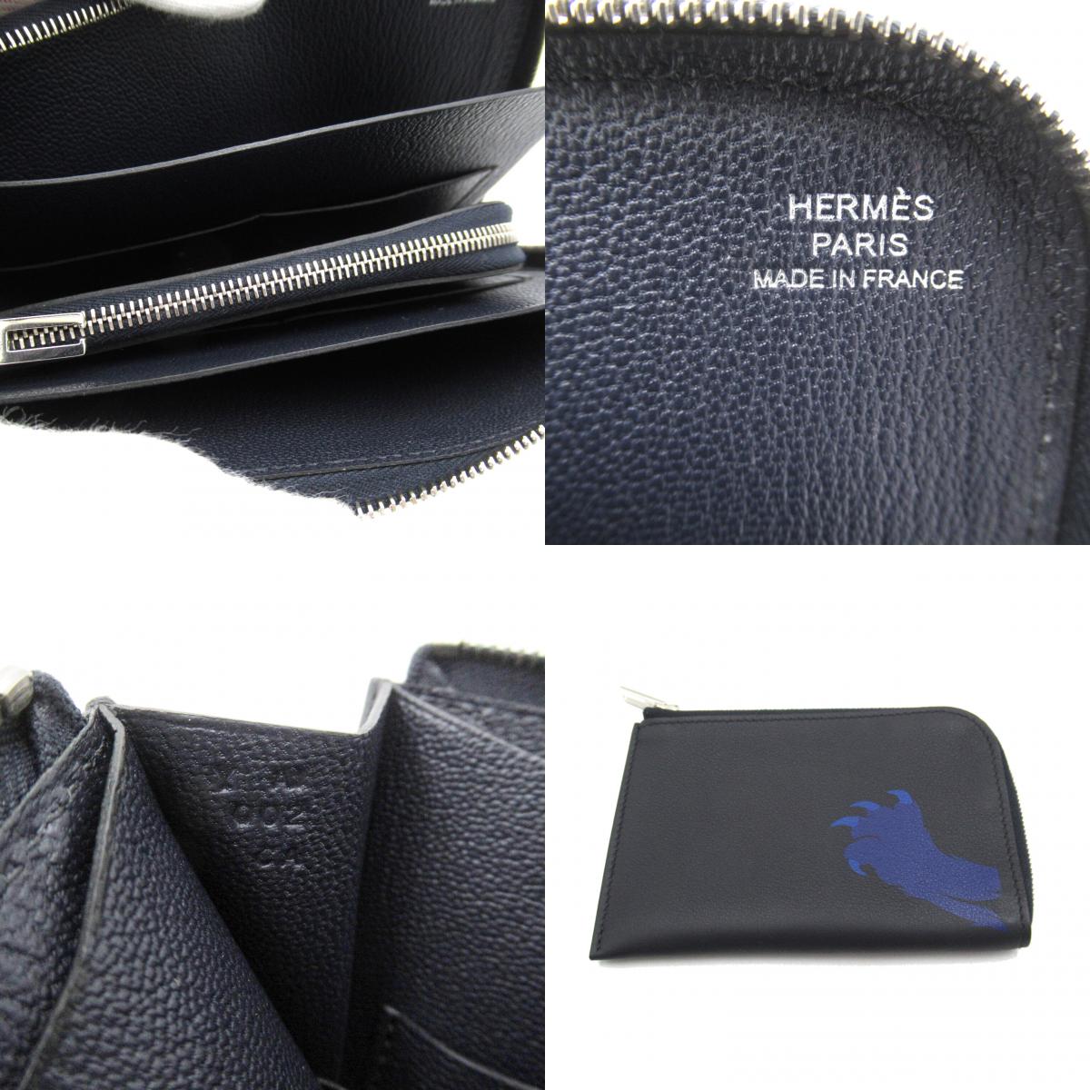 Hermes Remix Duo Leather Wallet Navy