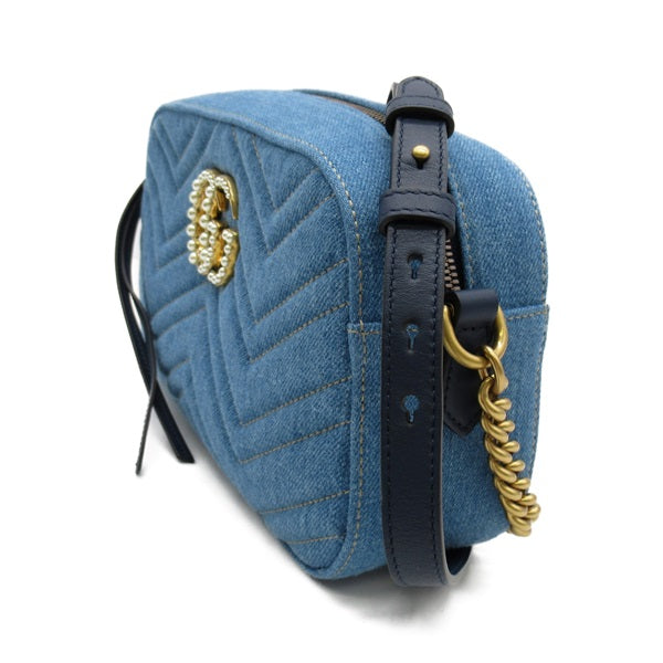 GUCCI Shoulder Bag 257246 GG Leather Women's Denim blue