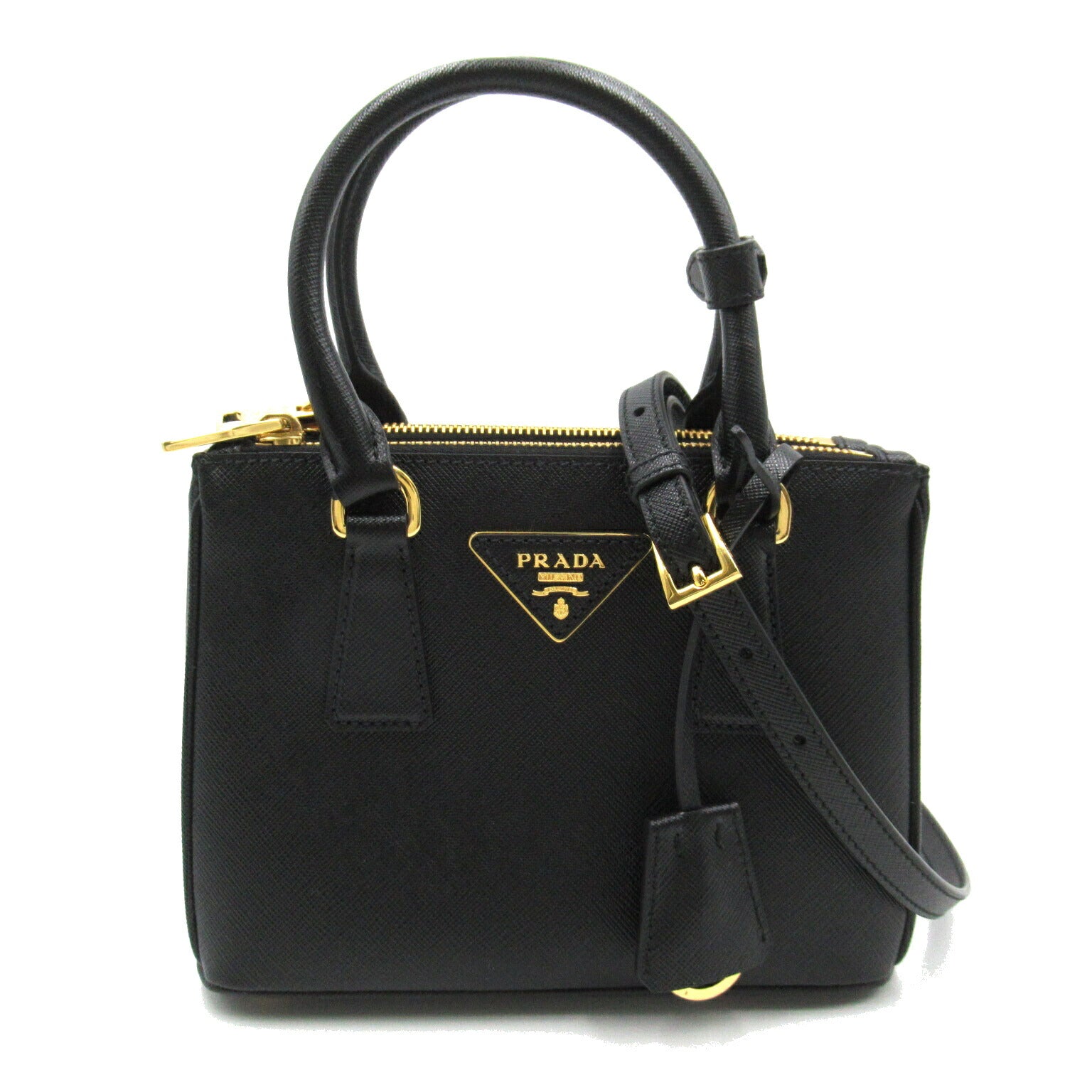 Prada Saffiano Leather 2way Shoulder Bag Black