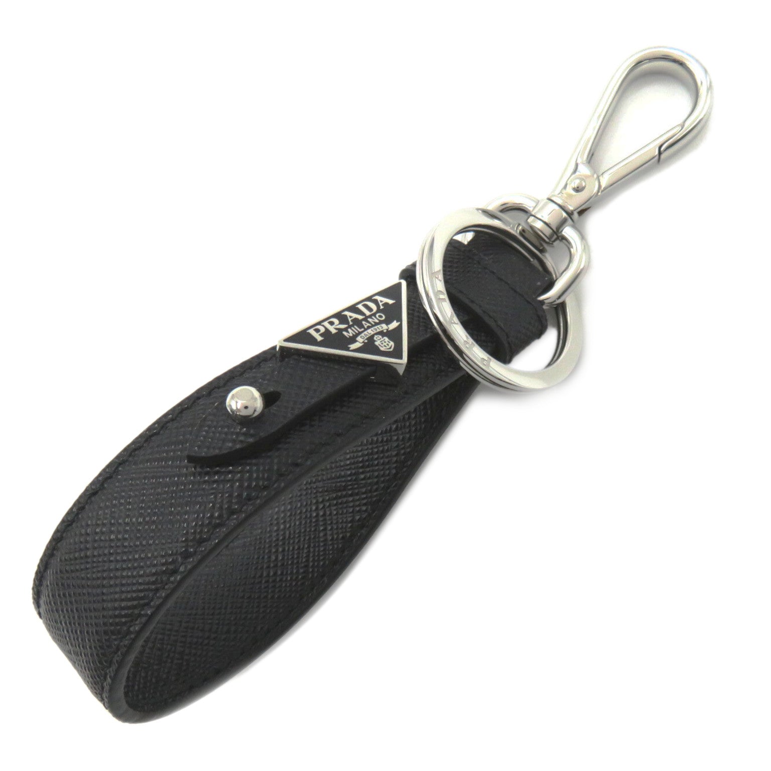 Prada Saffiano Leather Keyring Black