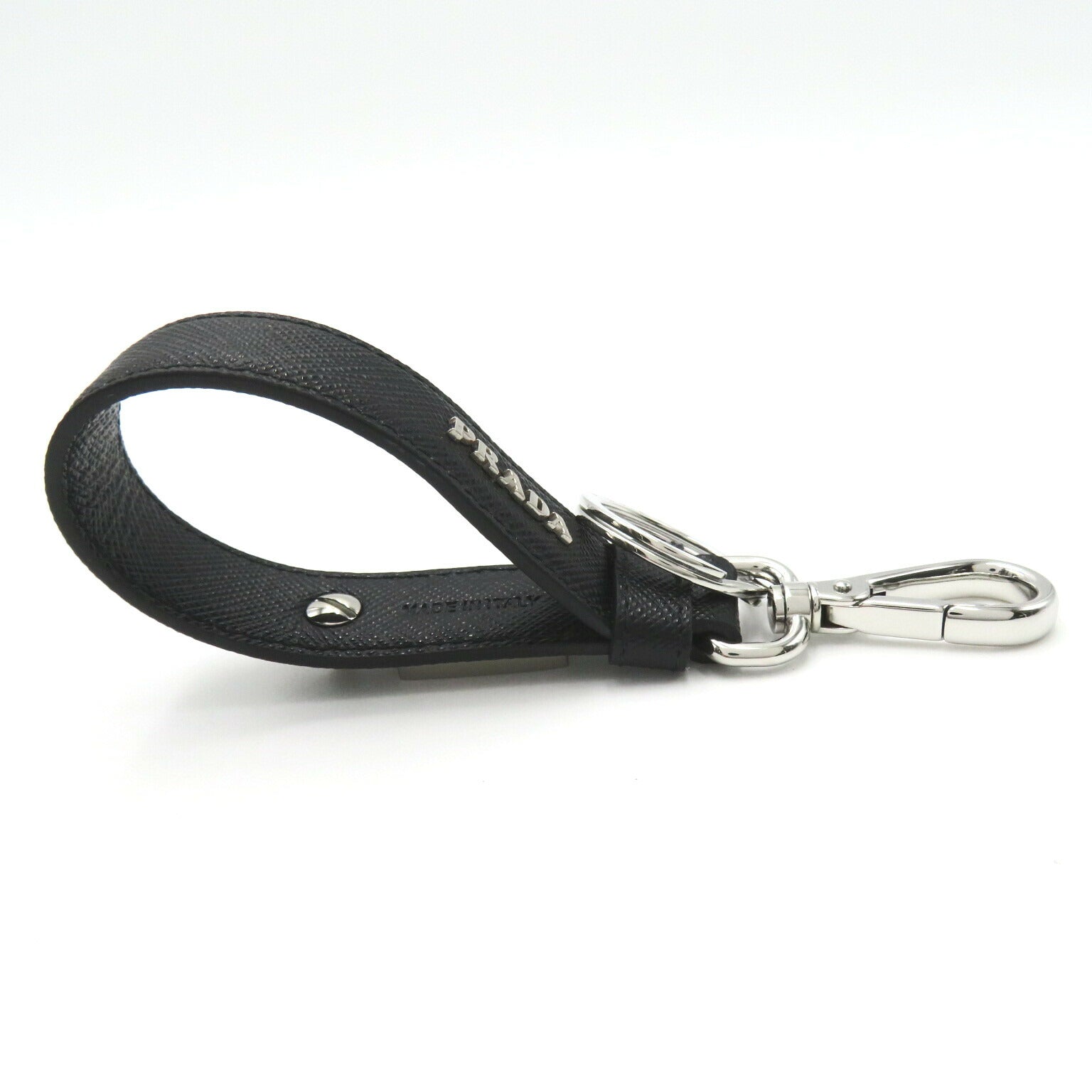 Prada Saffiano Leather Keyring Black