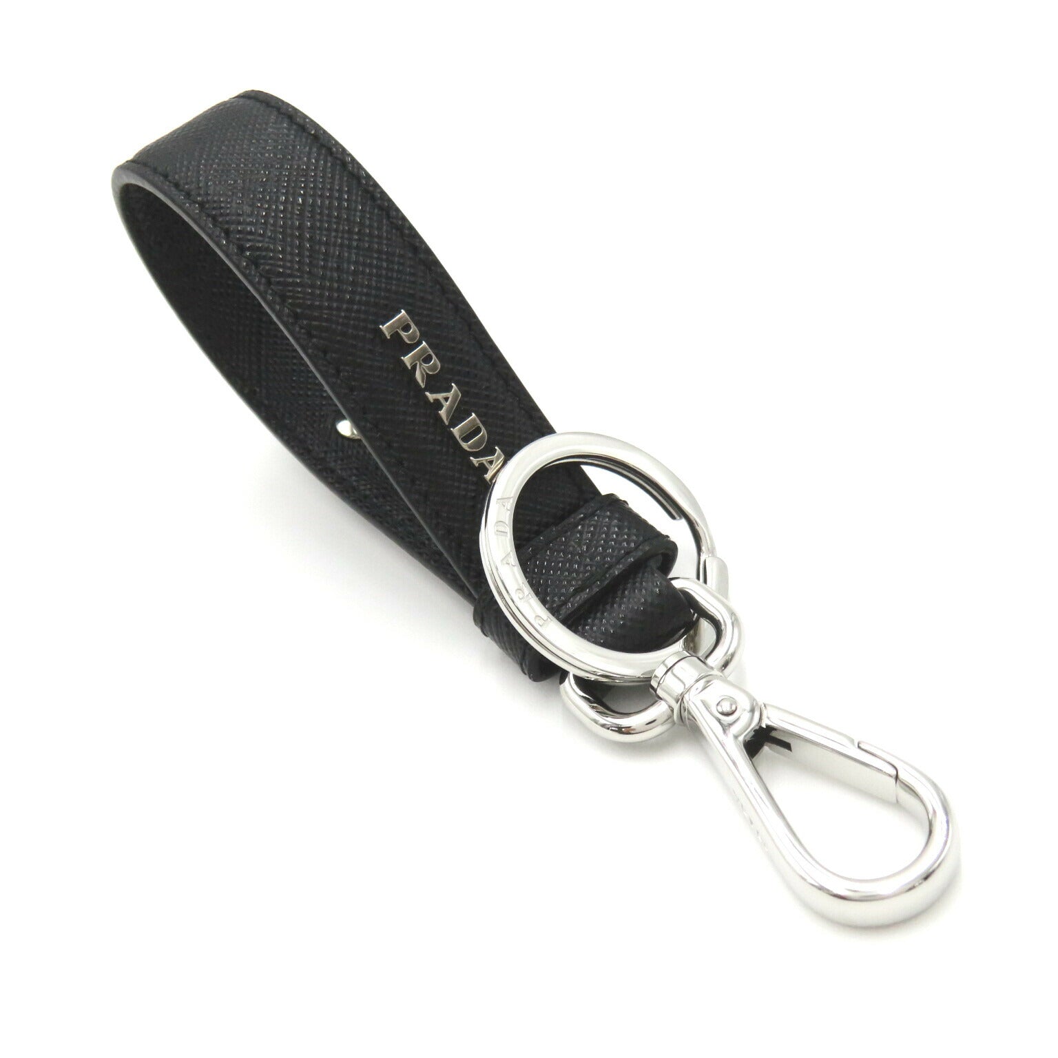 Prada Saffiano Leather Keyring Black