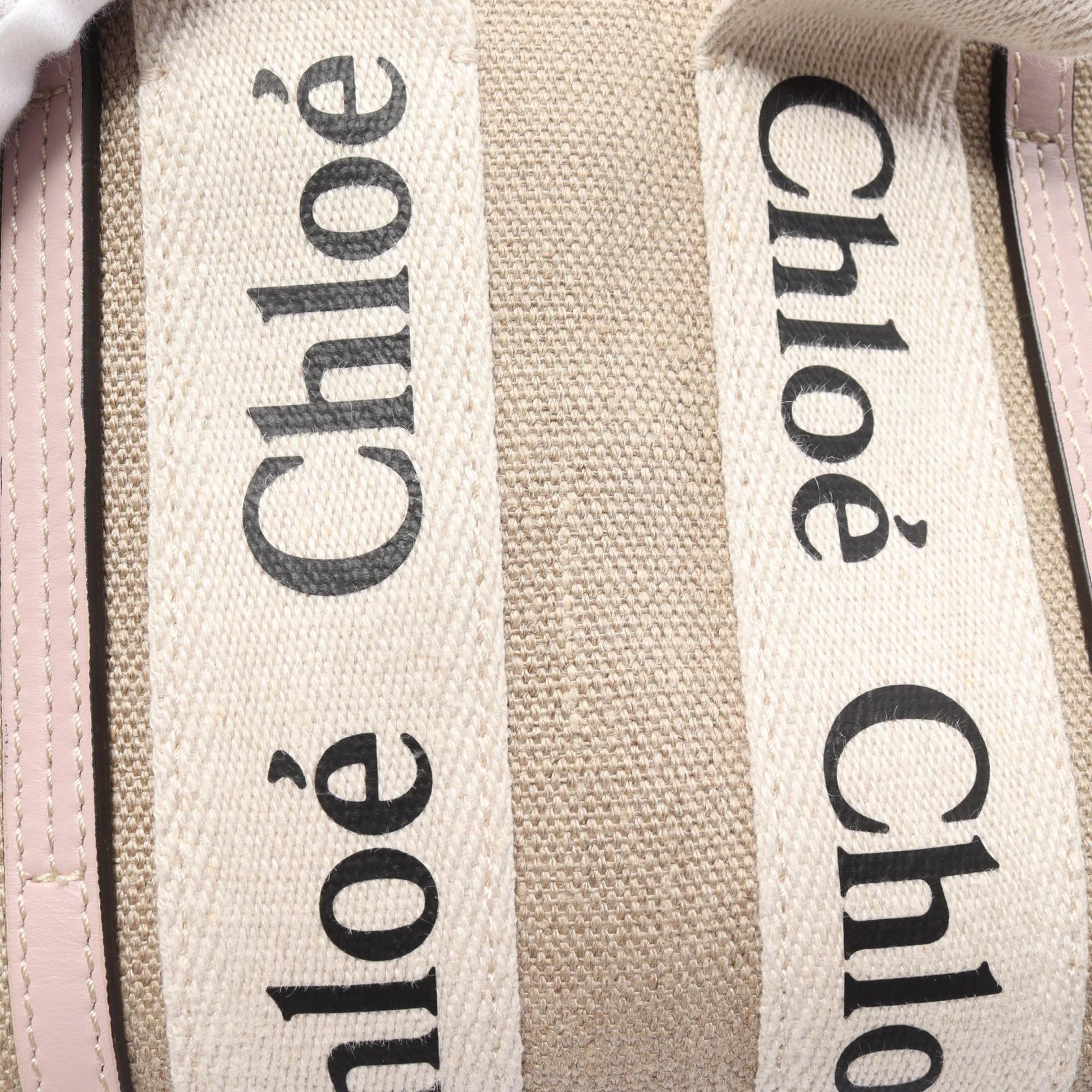 Chloe Woody Mini Handbag Fabric Leather