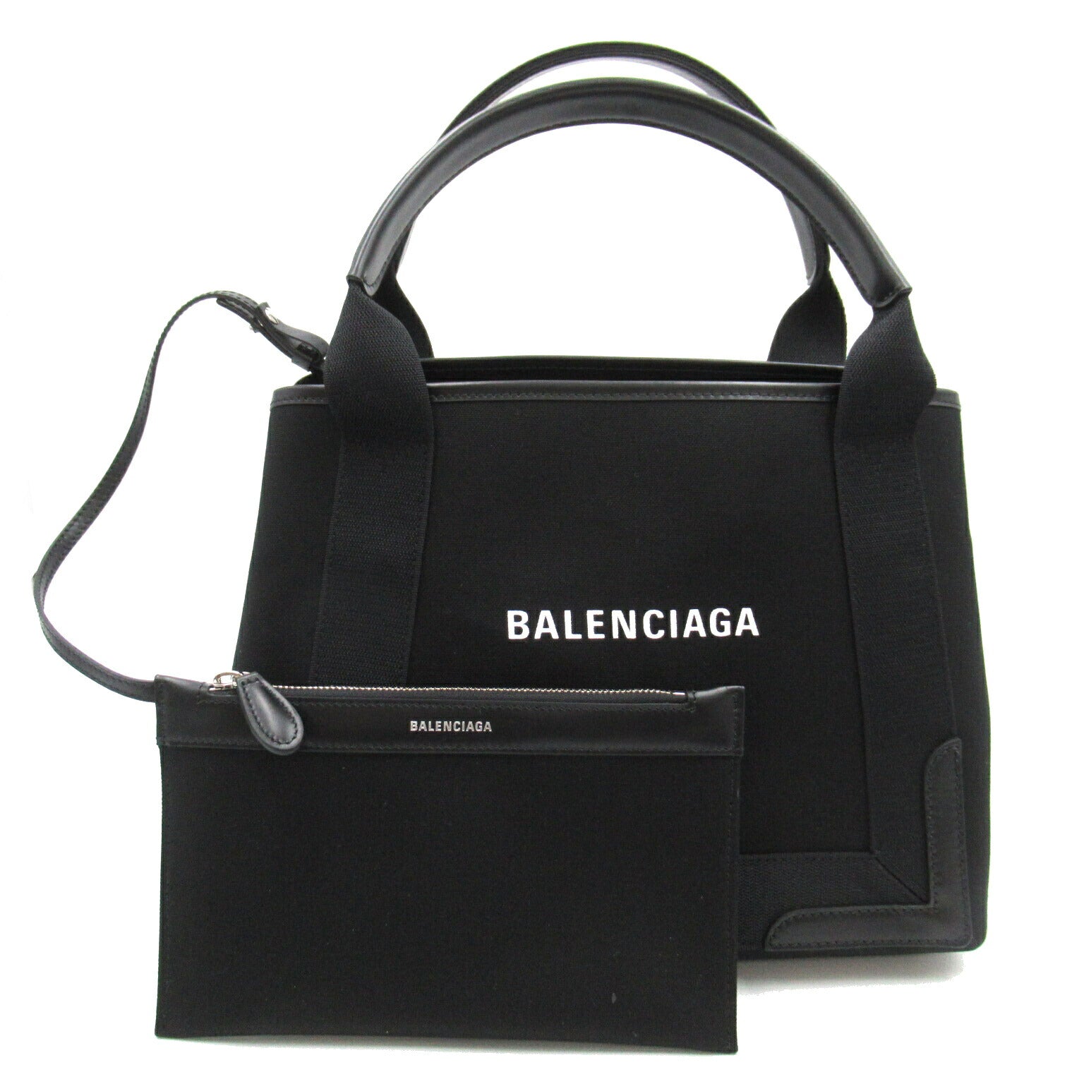 Balenciaga Navy Small Cabas Canvas Tote Bag