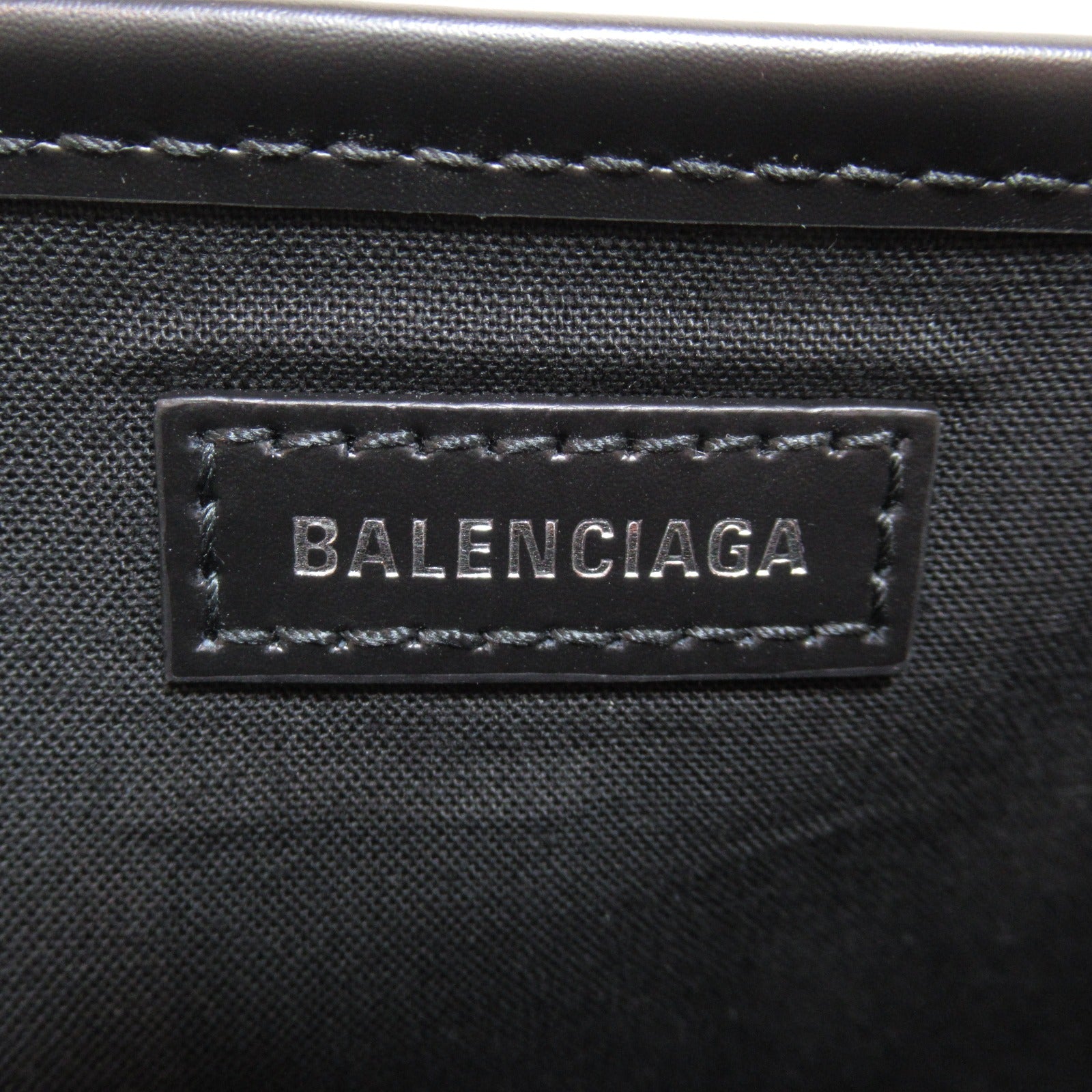 Balenciaga Navy Small Cabas Tote Bag Leather Canvas