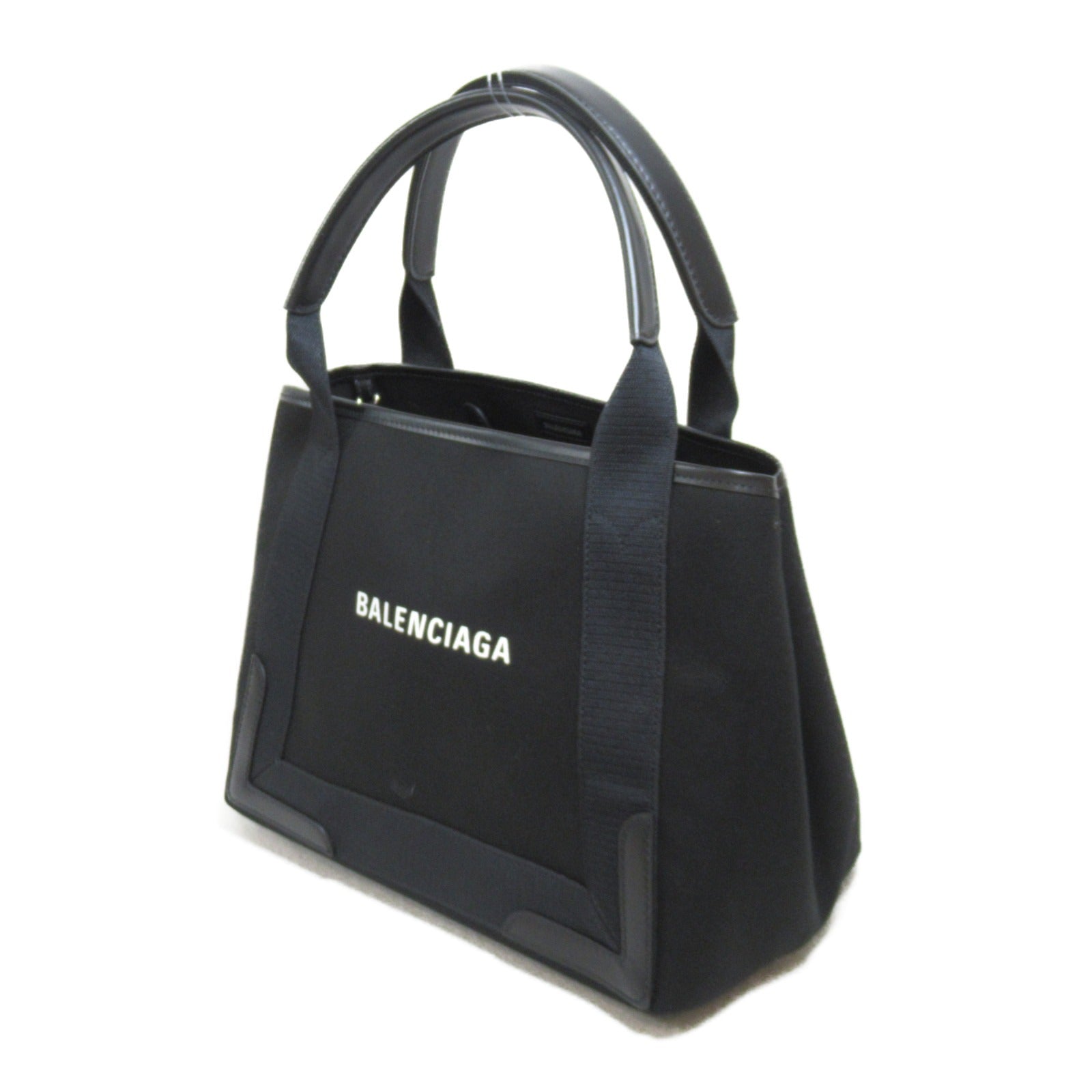 Balenciaga Navy Small Cabas Tote Bag Leather Canvas