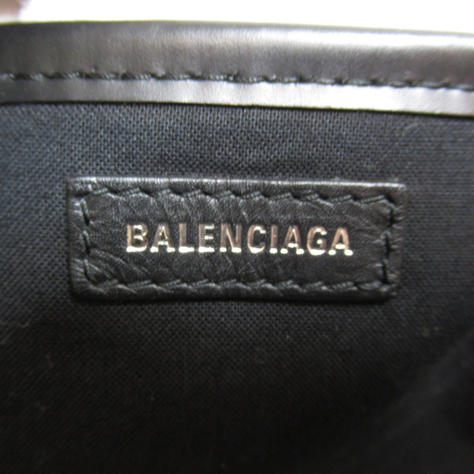 Balenciaga Navy Cabas Leather Canvas Tote Bag