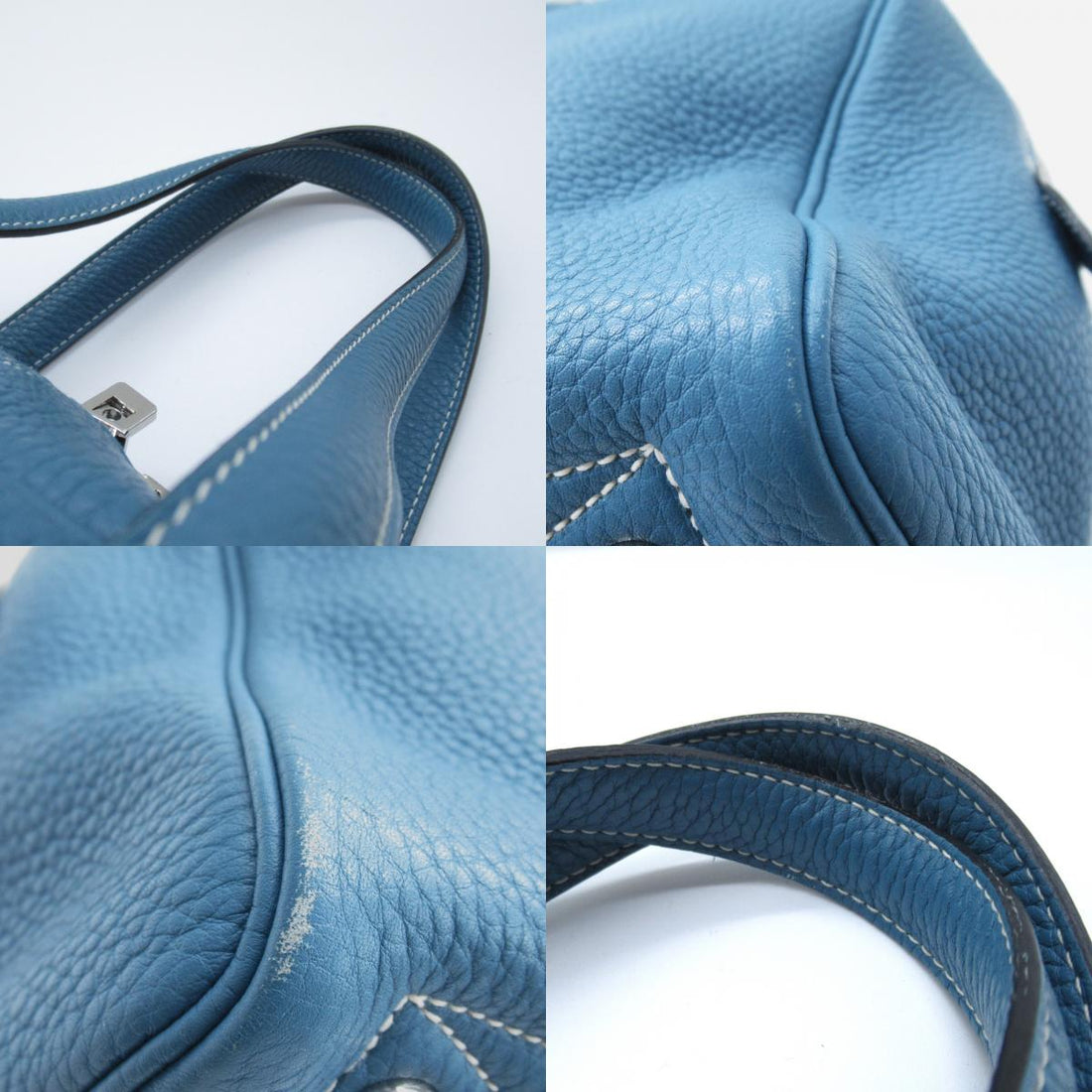 Hermes Victoria 35 Blue Leather Handbag