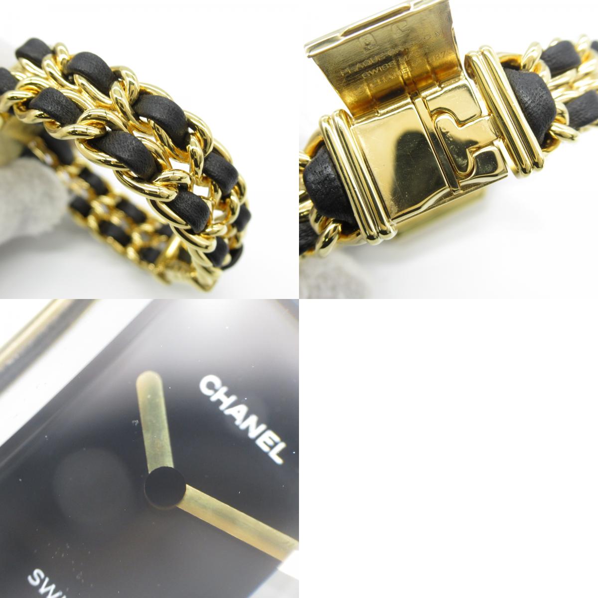 Chanel Premiere M Quartz Watch Gold Plated Leather H0001