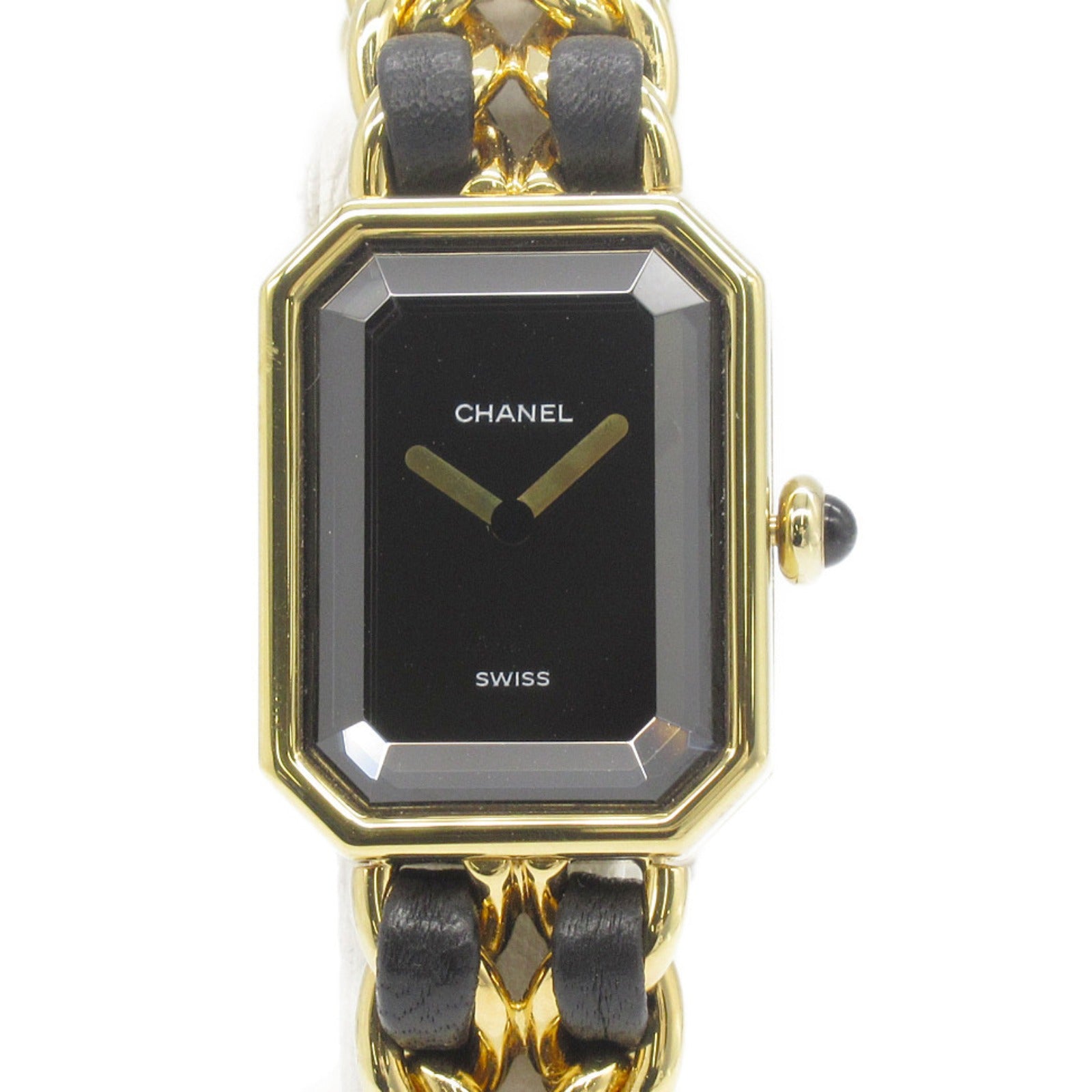 Chanel Premiere M Quartz Watch Gold Plated Leather H0001