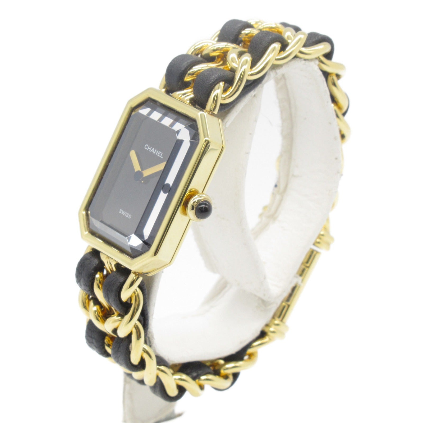 Chanel Premiere M Quartz Watch Gold Plated Leather H0001