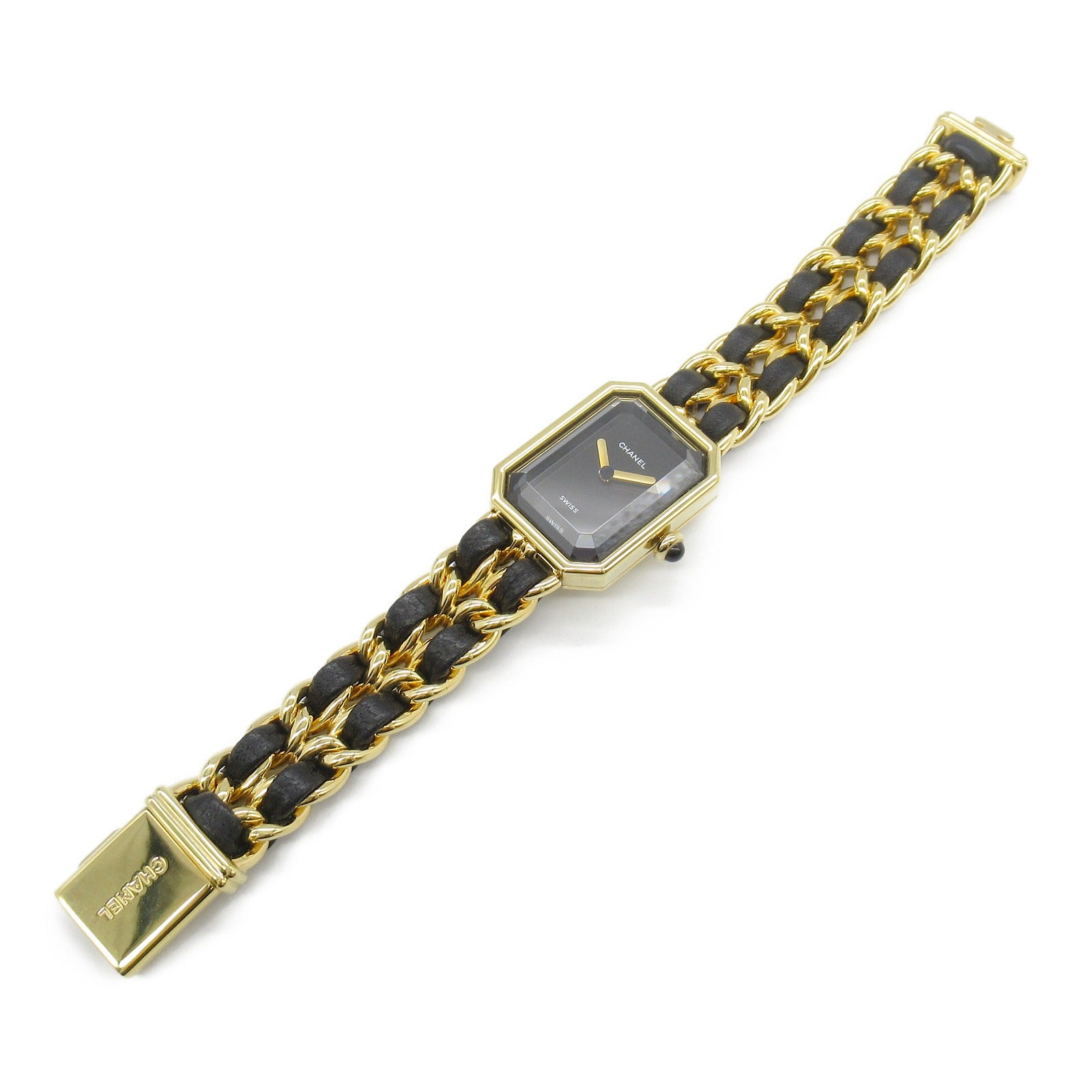 Chanel Premiere M Quartz Watch Gold Plated Leather H0001