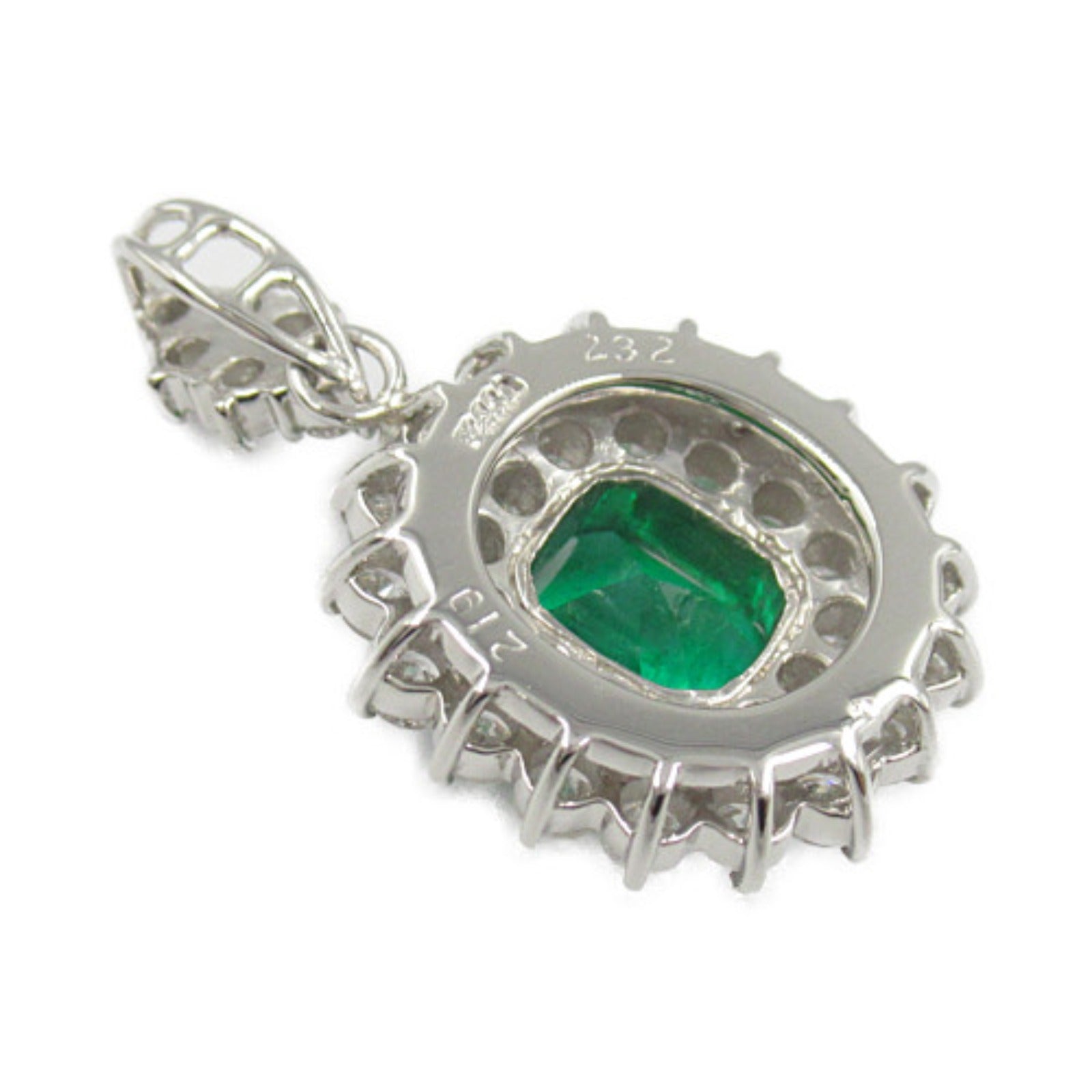 Platinum Emerald Diamond Pendant Jewelry