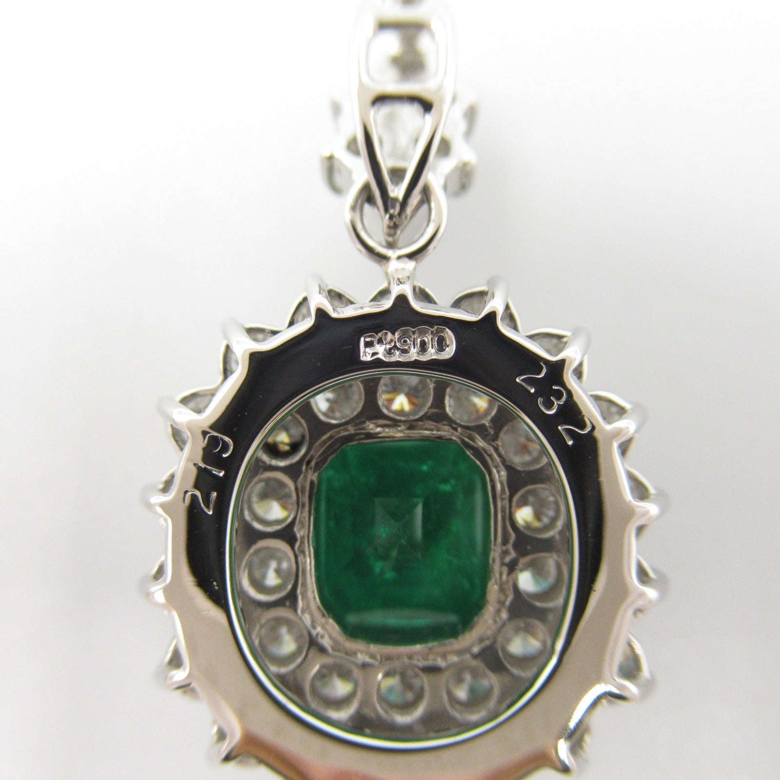 Platinum Emerald Diamond Pendant Jewelry