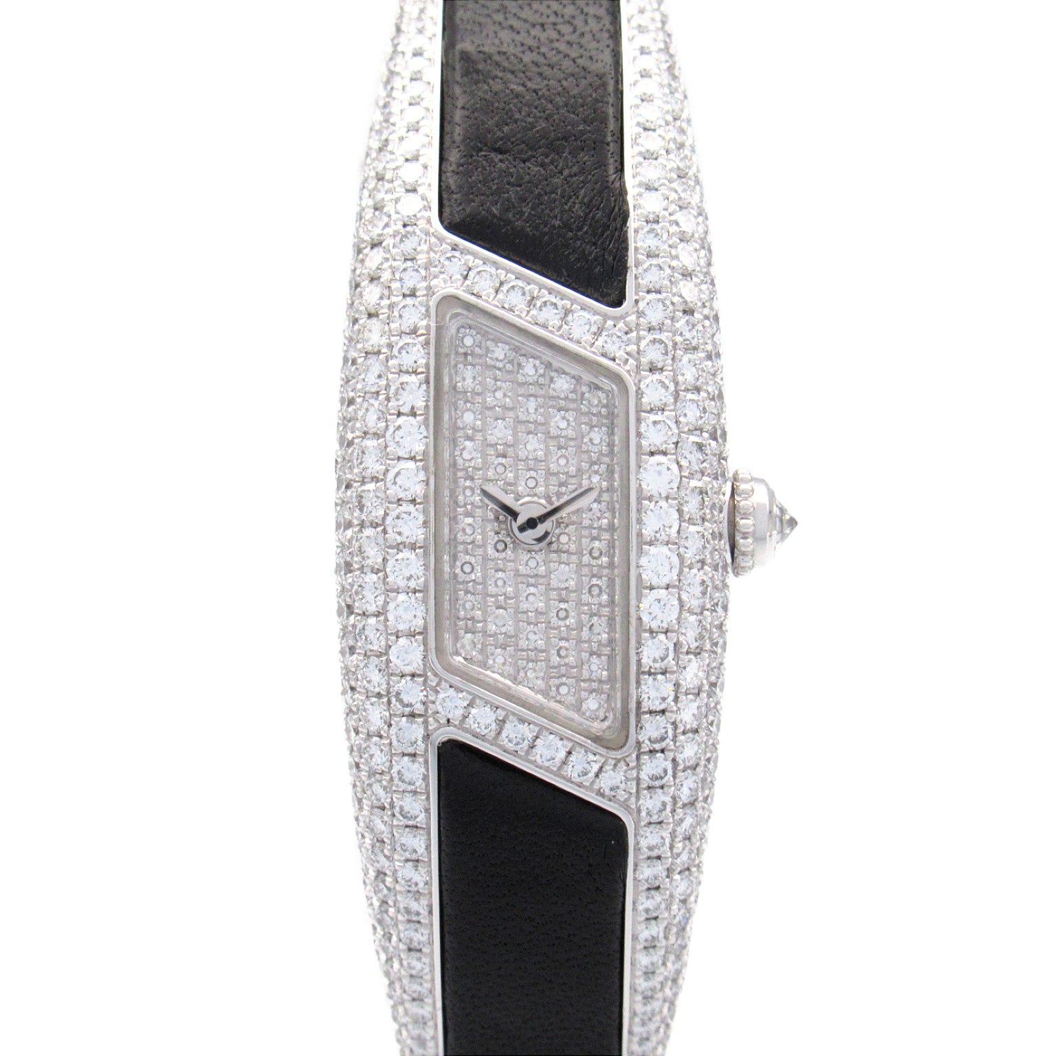 Cartier Imalia Pave Diamond Watch White Gold Leather