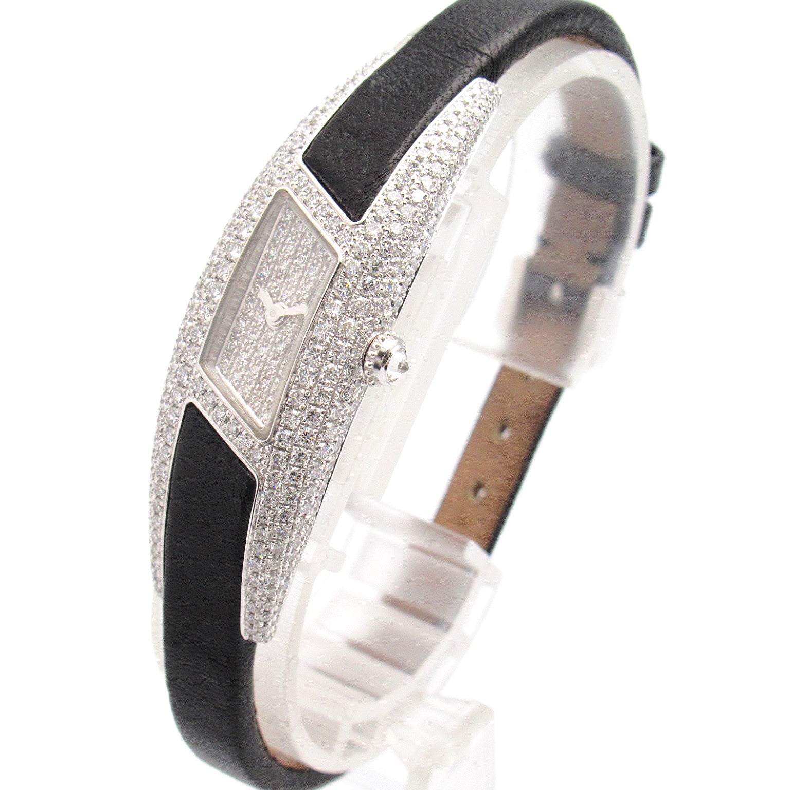 Cartier Imalia Pave Diamond Watch White Gold Leather