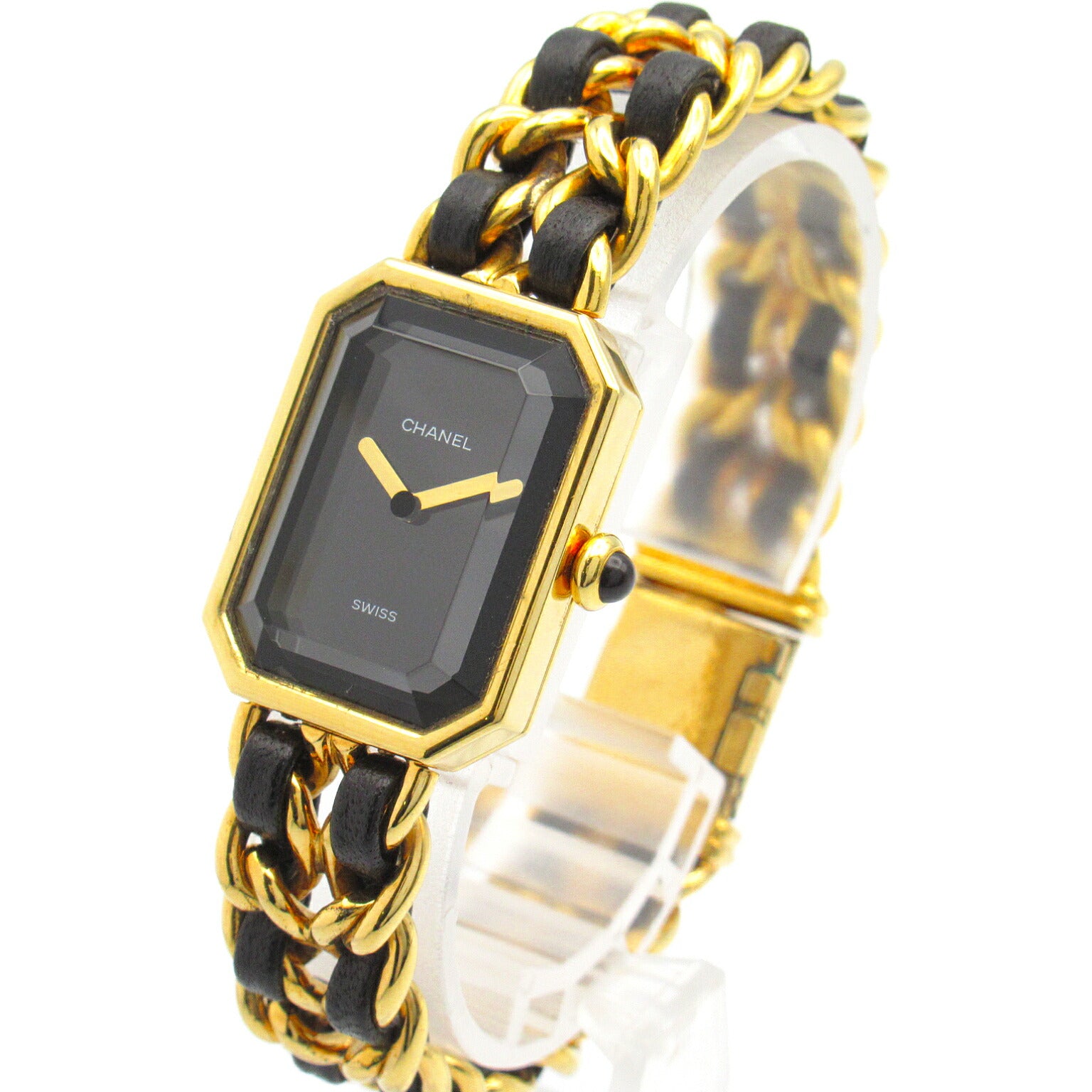 Chanel Premiere L Watch Gold Plated Leather Quartz H0001