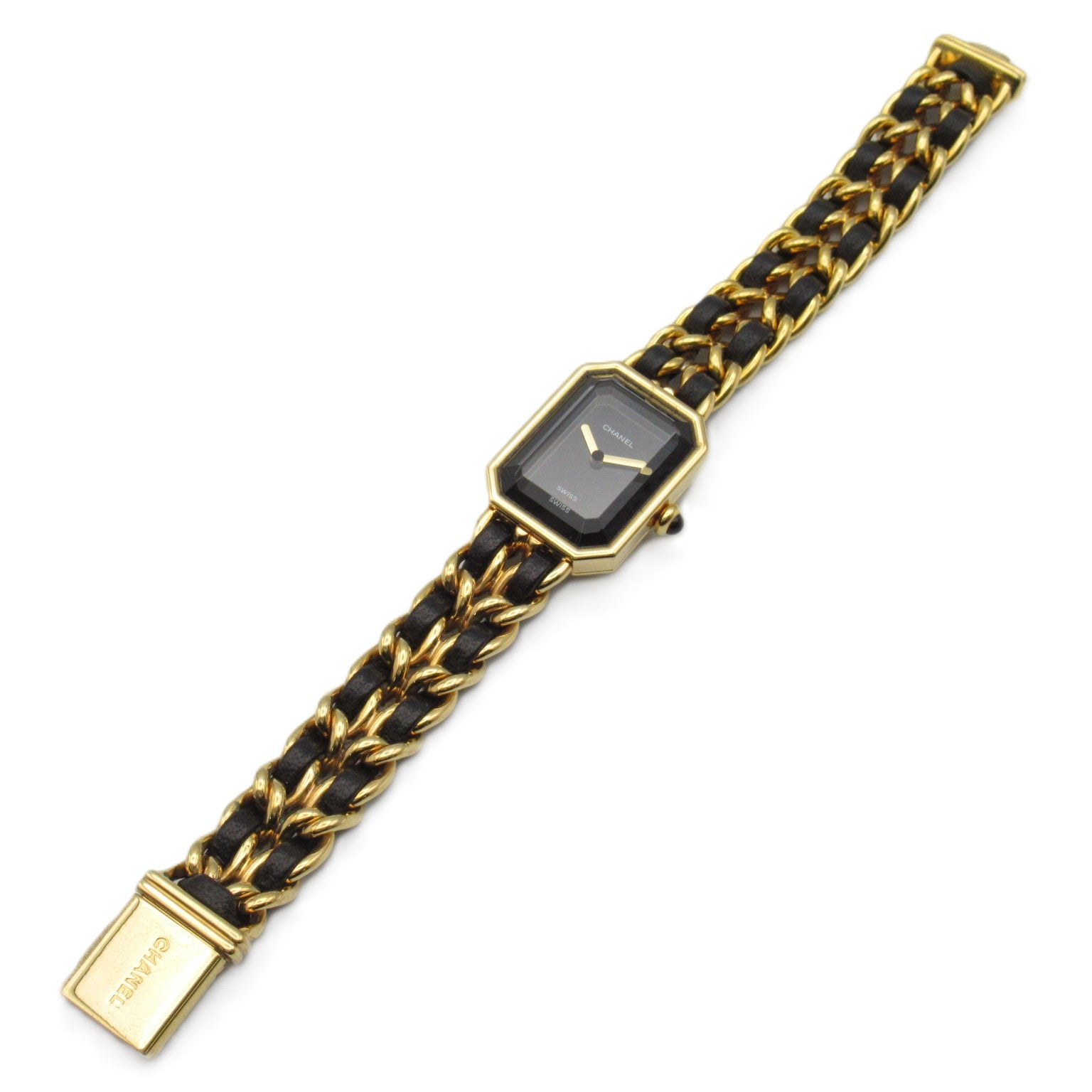 Chanel Premiere L Watch Gold Plated Leather Quartz H0001