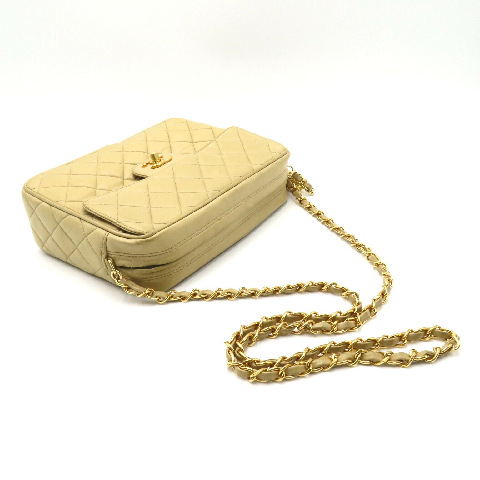 Chanel Lambskin Fringe Shoulder Bag Beige