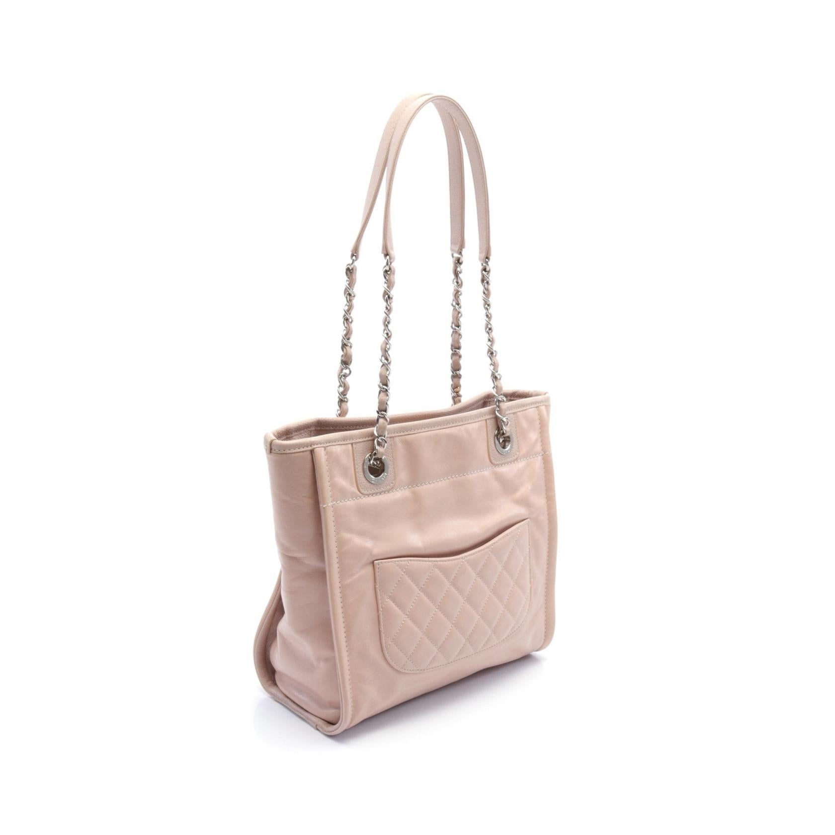 Chanel Deauville Leather Tote Bag Pink