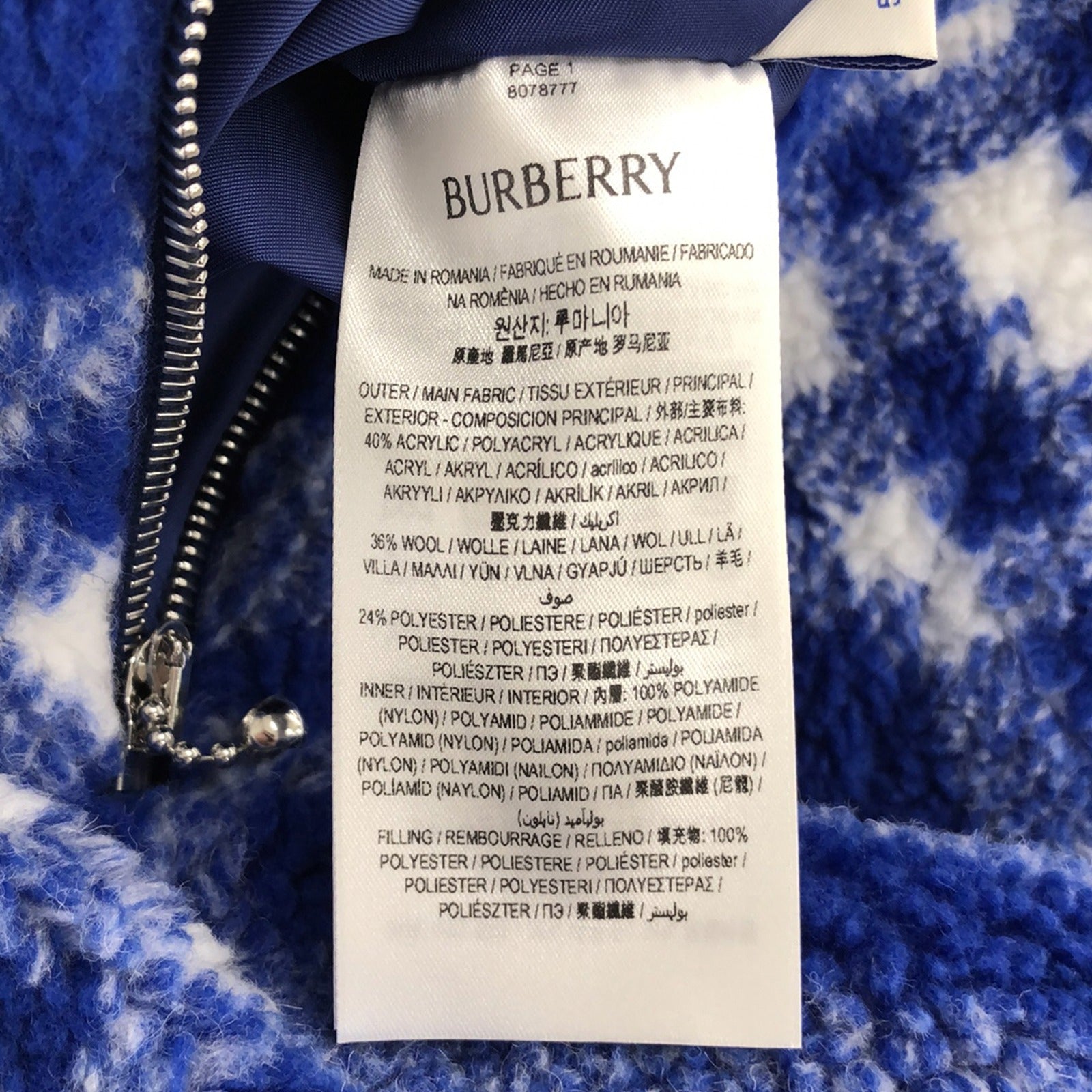 Burberry Polyamide Down Jacket Blue Women