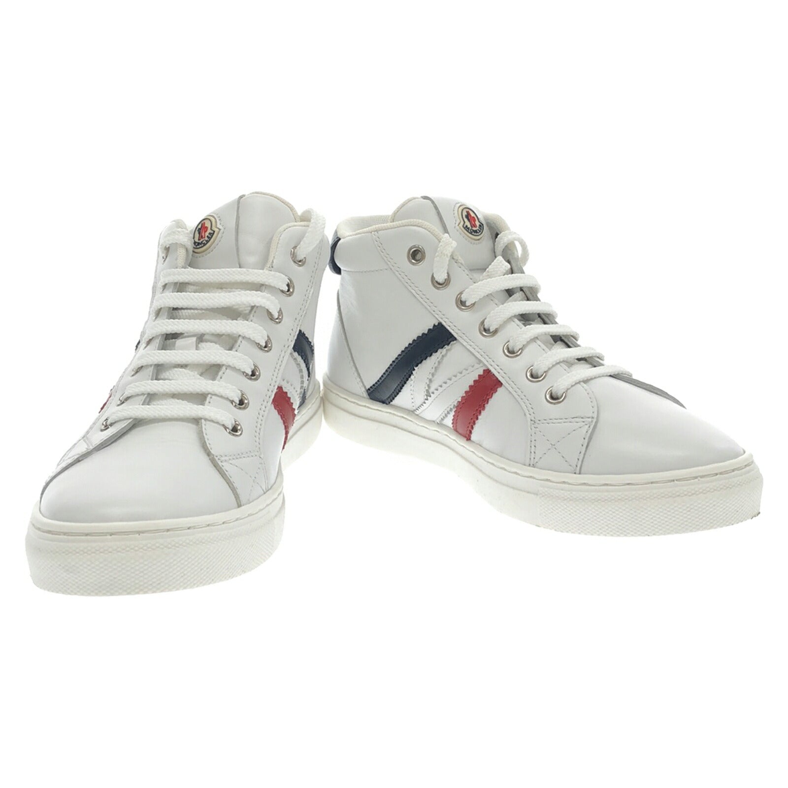 Moncler Kids Leather Sneakers White