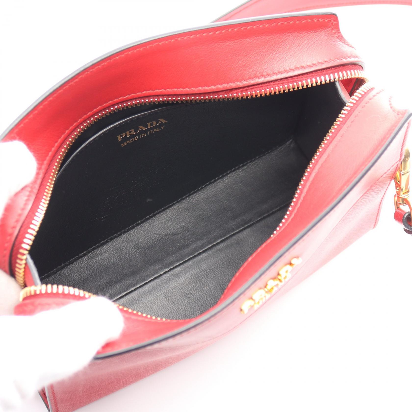 Prada Saffiano Leather Shoulder Bag Red