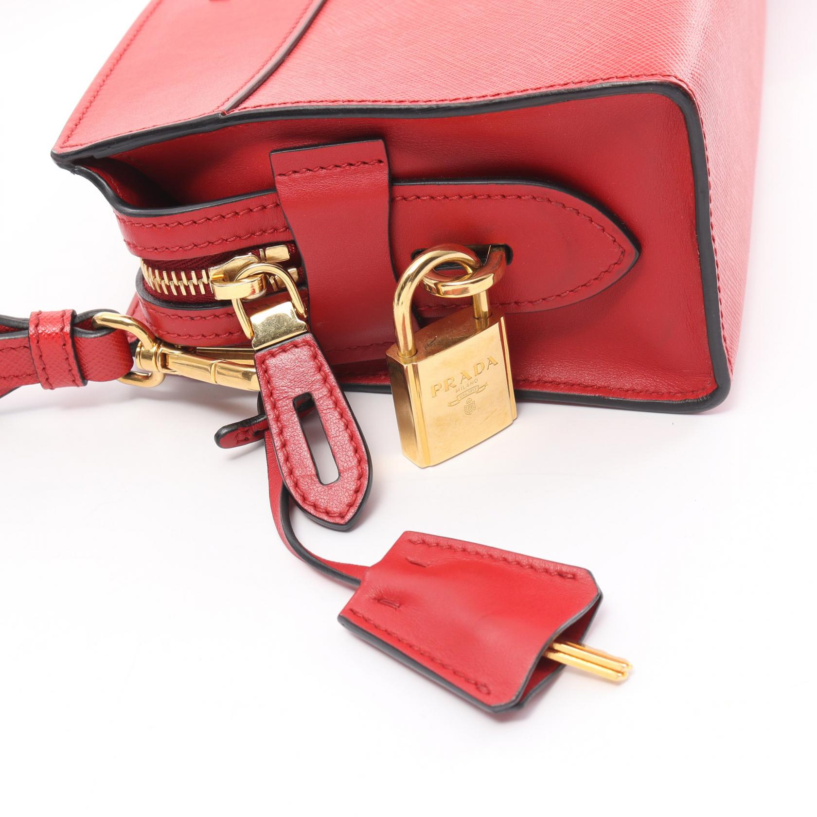 Prada Saffiano Leather Shoulder Bag Red