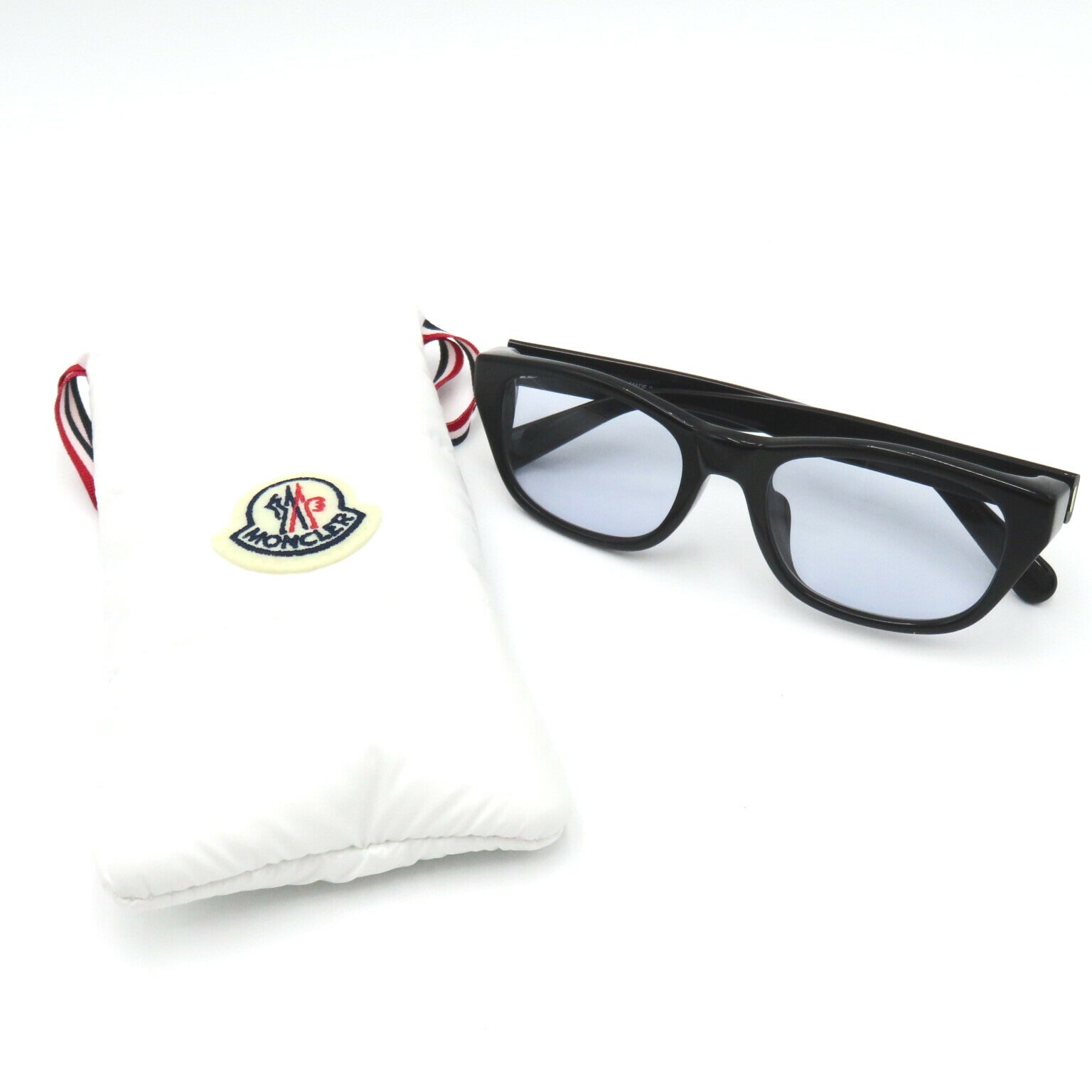 Moncler Plastic Sunglasses Black Light Blue Lens