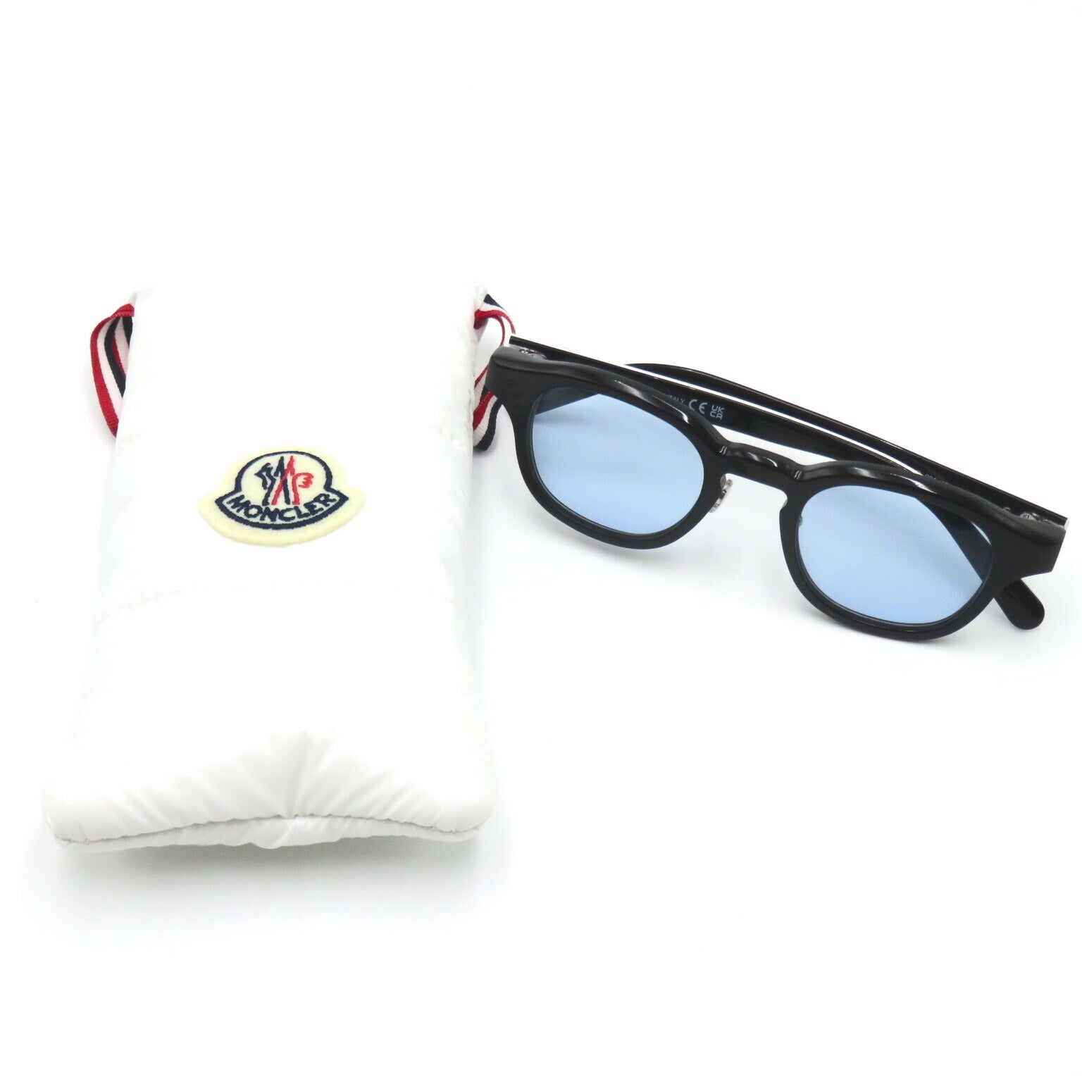 Moncler Plastic Sunglasses Black/White/Light Blue