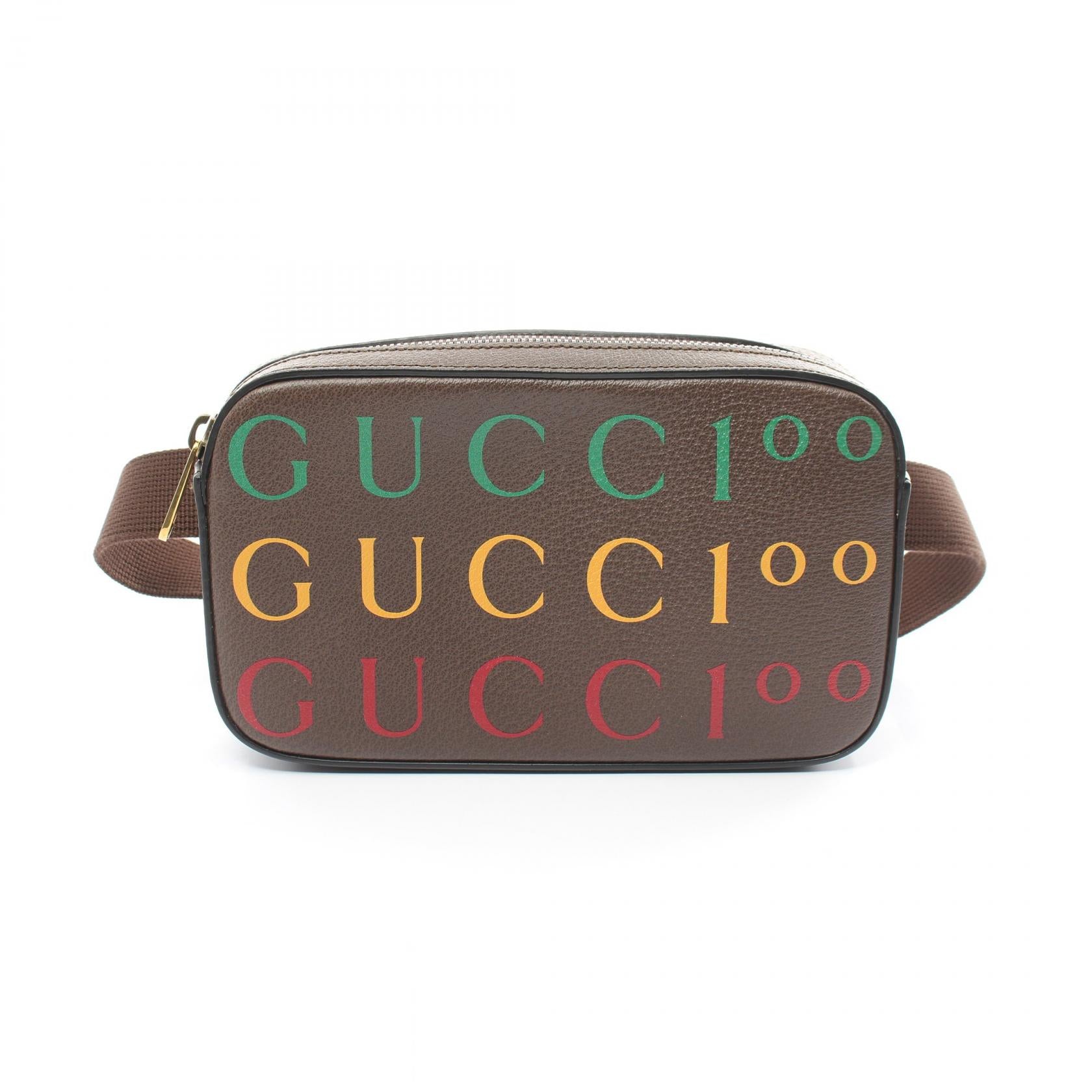 Gucci Leather Belt Bag Brown Multicolor 602695