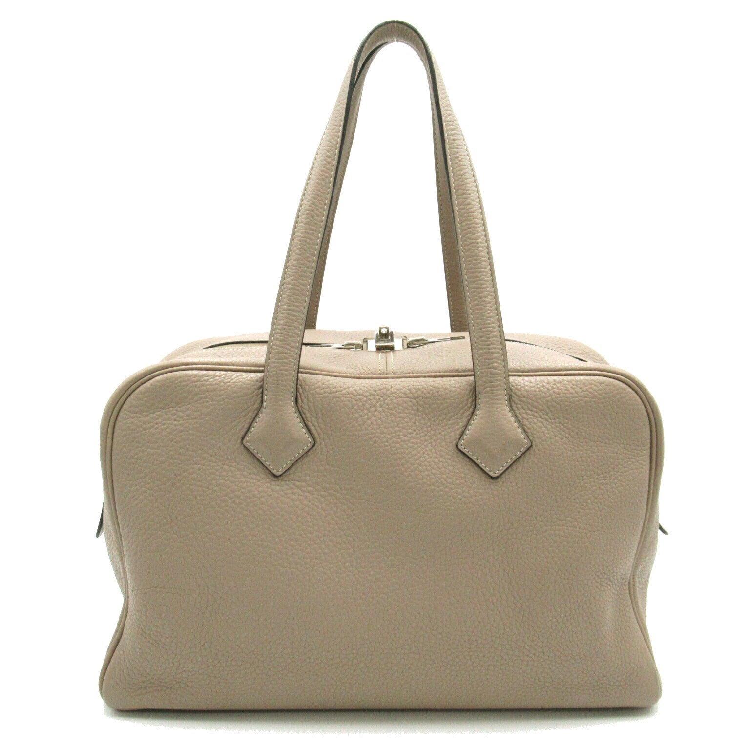 Hermes Victoria 35 Leather Handbag Gray