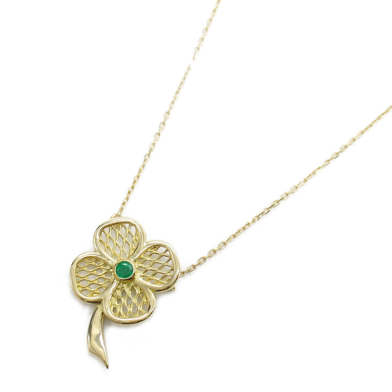 Van Cleef & Arpels Emerald Clover Necklace K18 YG