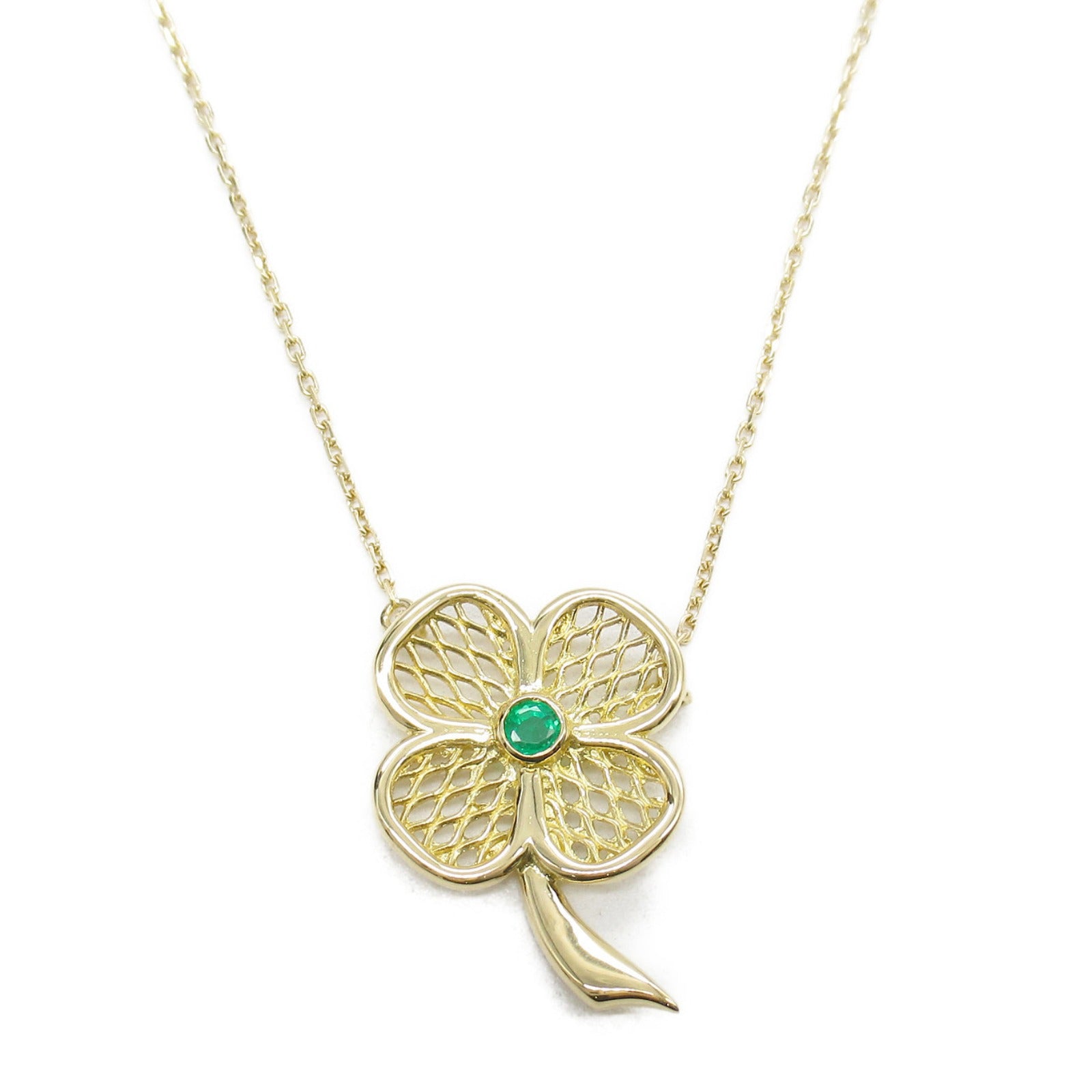 Van Cleef & Arpels Emerald Clover Necklace K18 YG