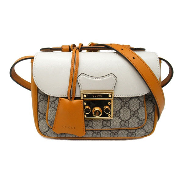 Gucci GG Supreme Front Pocket Padlock Bag Canvas Crossbody Bag 658487 in Good condition