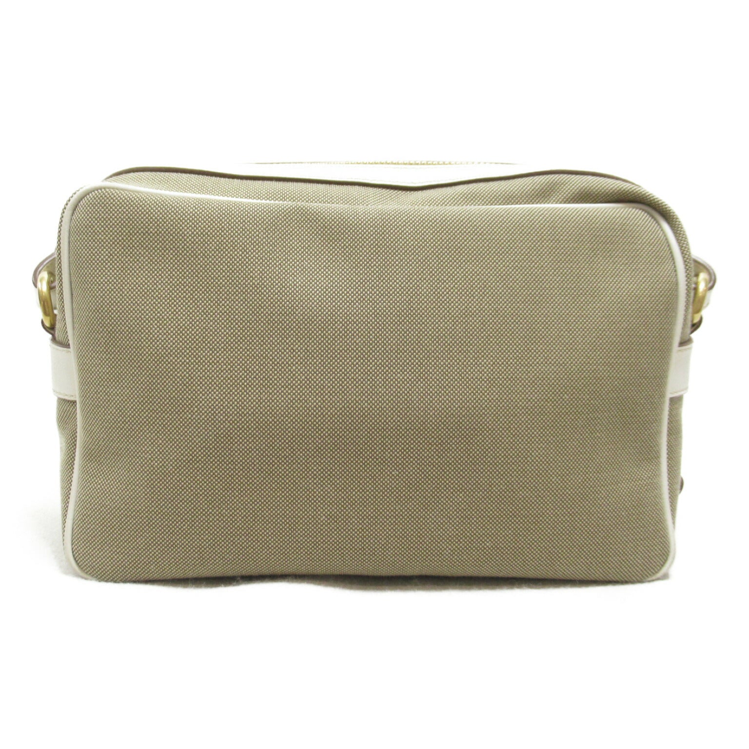 Prada Canvas Leather Shoulder Bag Beige/White