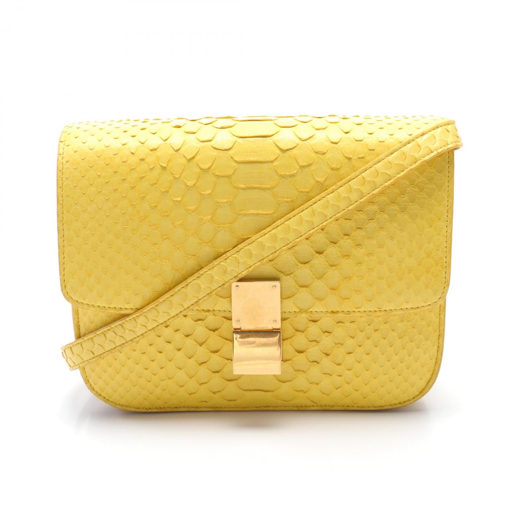 Celine Exotic Leather Shoulder Bag Yellow