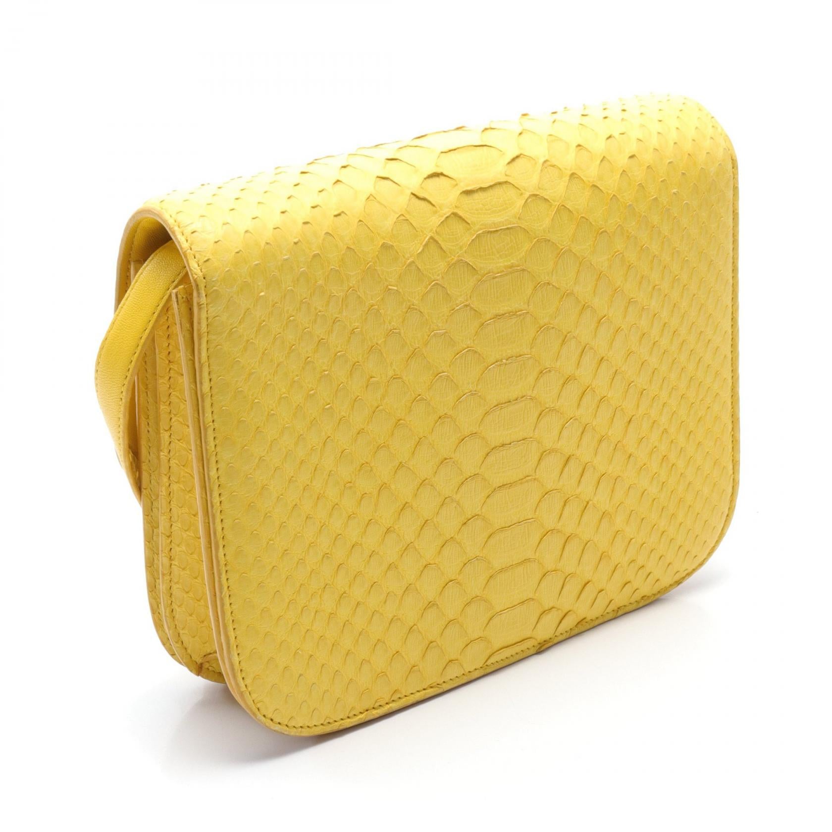 Celine Exotic Leather Shoulder Bag Yellow