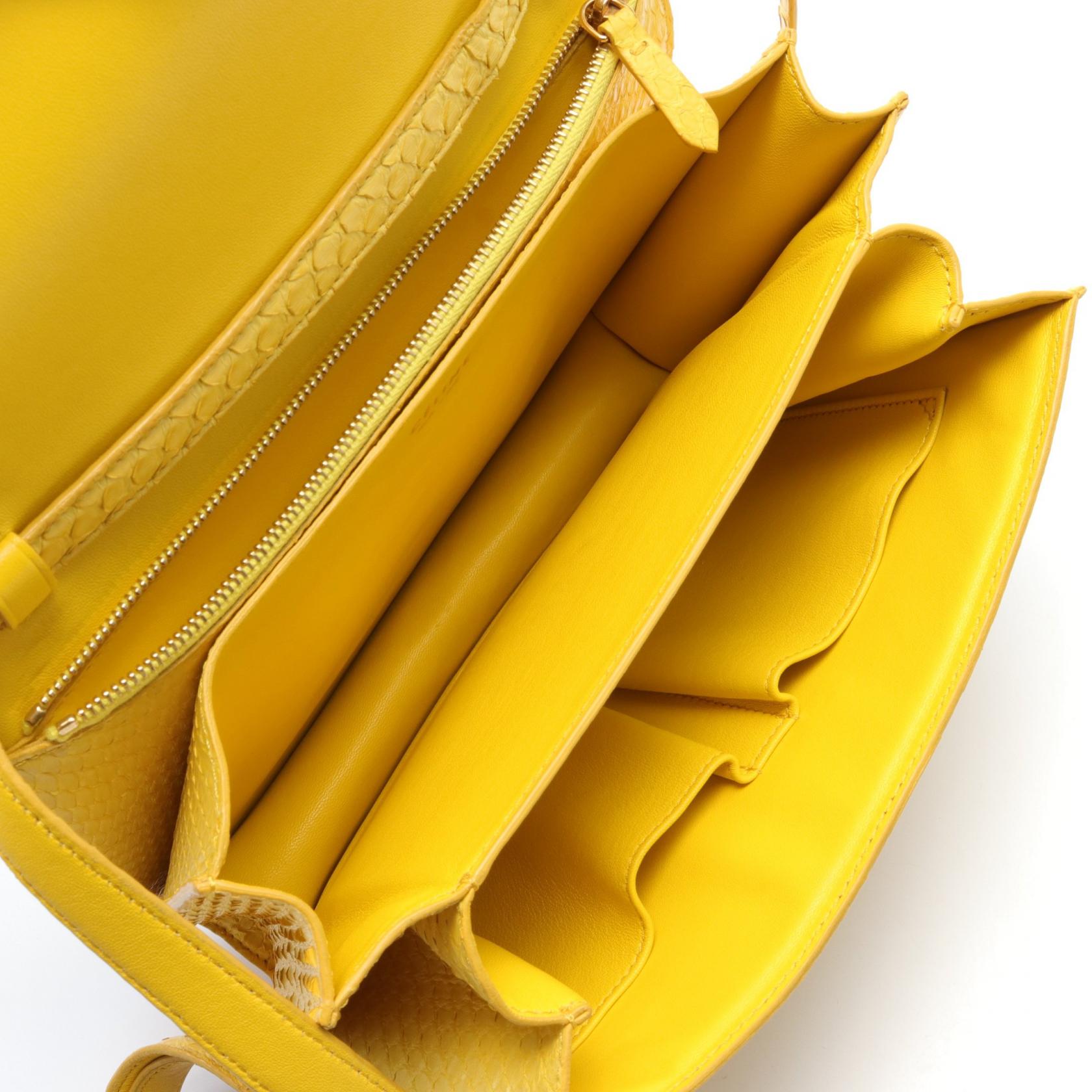 Celine Exotic Leather Shoulder Bag Yellow