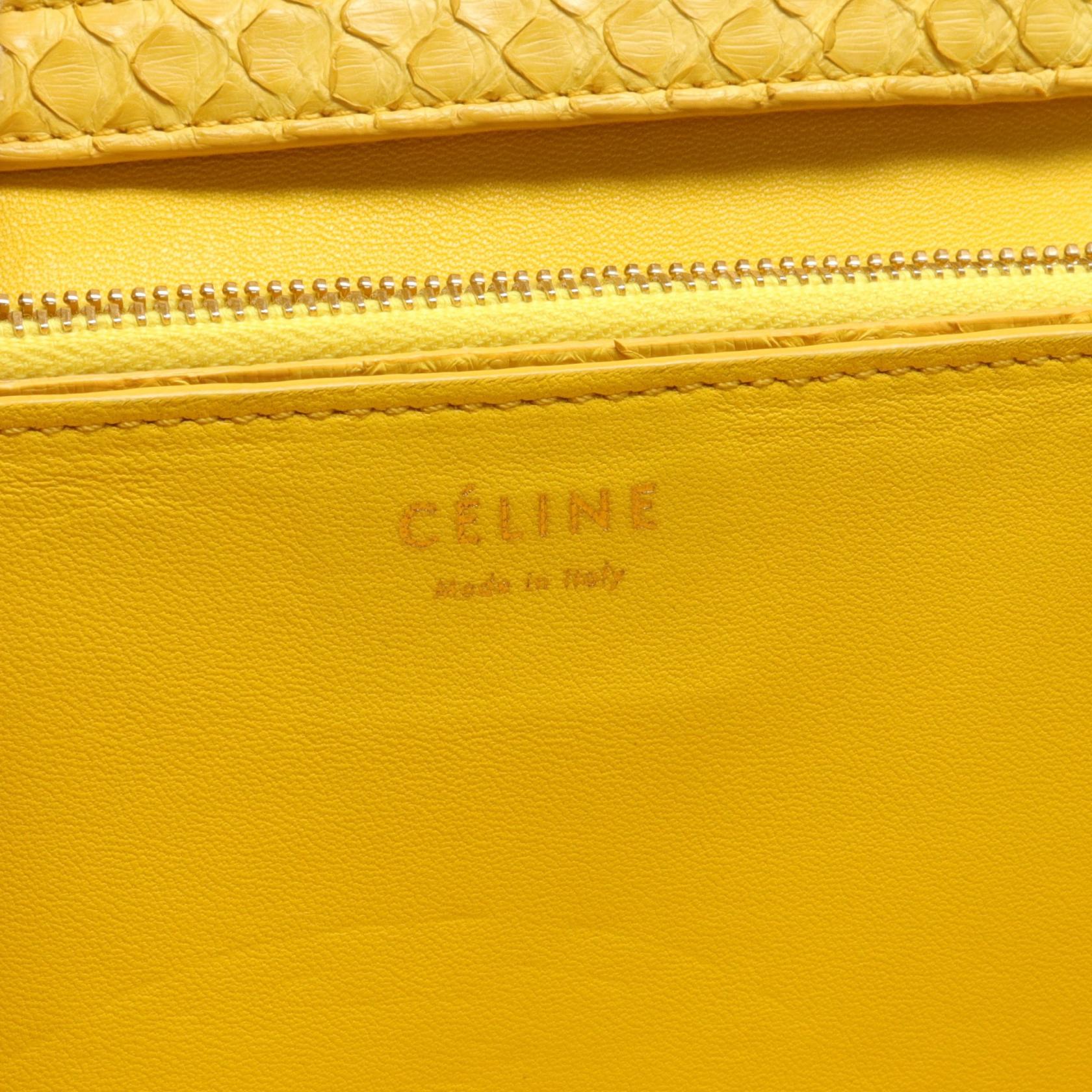 Celine Exotic Leather Shoulder Bag Yellow