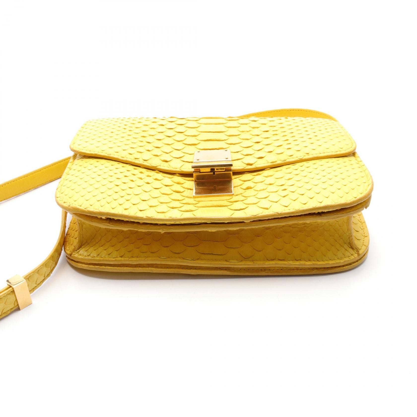 Celine Exotic Leather Shoulder Bag Yellow